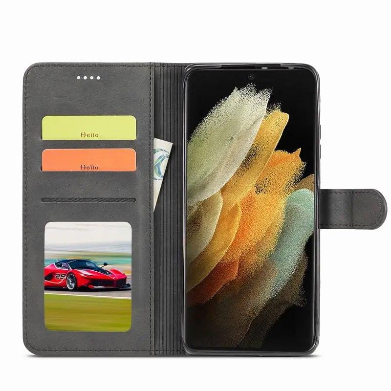 Samsung Galaxy S24 Genuine Leather Wallet Case - Slim Protective Cover with Card Slots for Daily Use & Travel