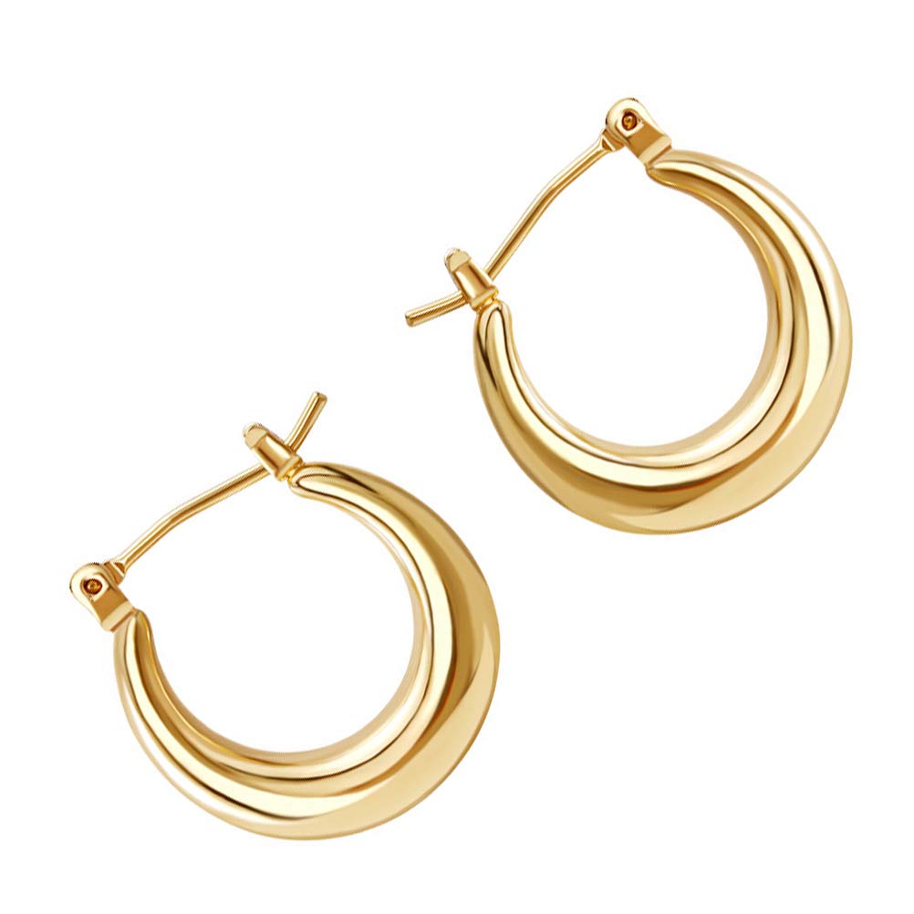 KESYOO 2 Pack Minimalist Gold U-Shaped Hoop Earrings for Women - Dainty European Style Fine Jewelry - Perfect for Everyday Wear, Office & Date Night