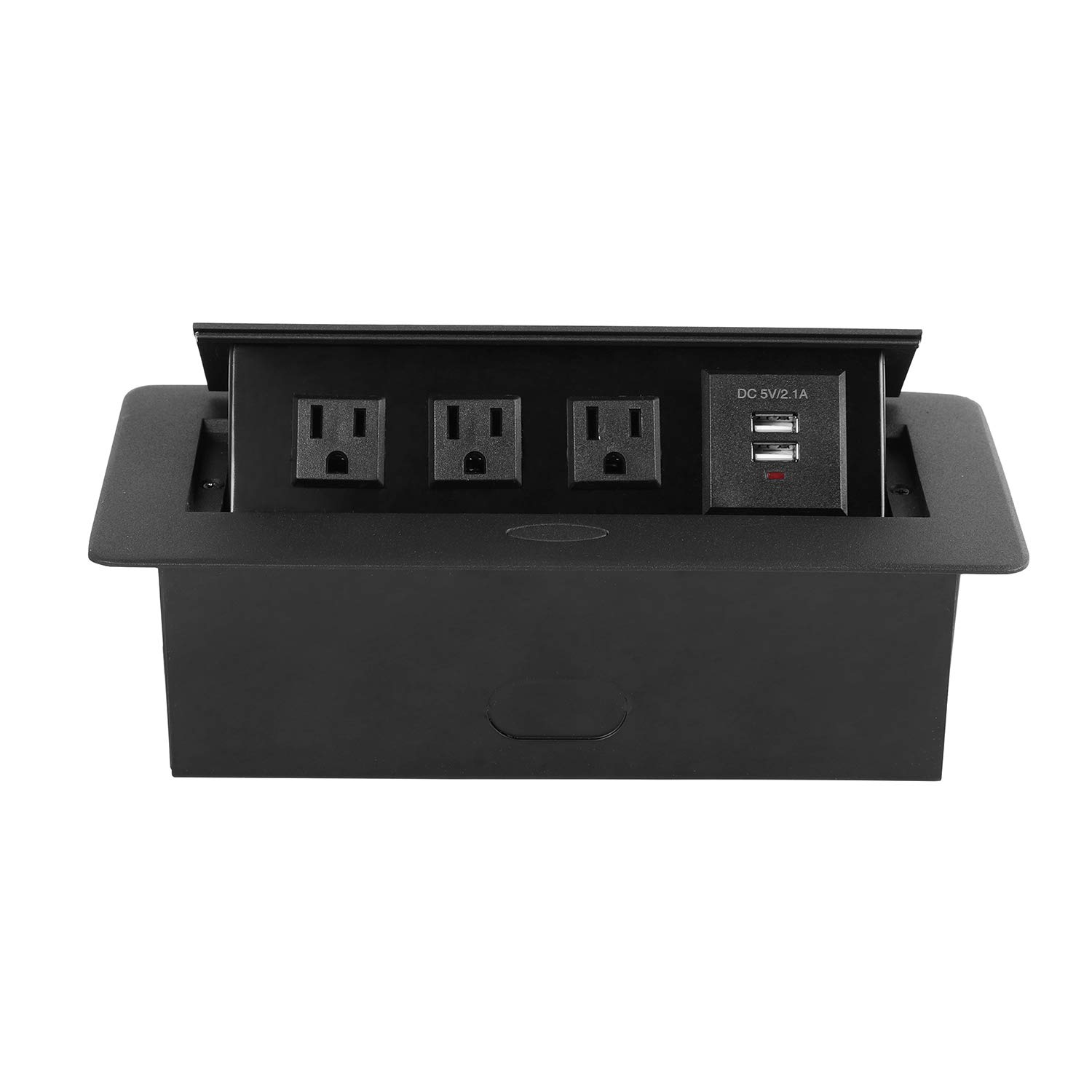 WEBANG Pop Up Desktop Power Strip with 3 AC Outlets & 2 USB Ports - Black | Space-Saving Charging Station for Home Office, Dorm Room & Conference Table