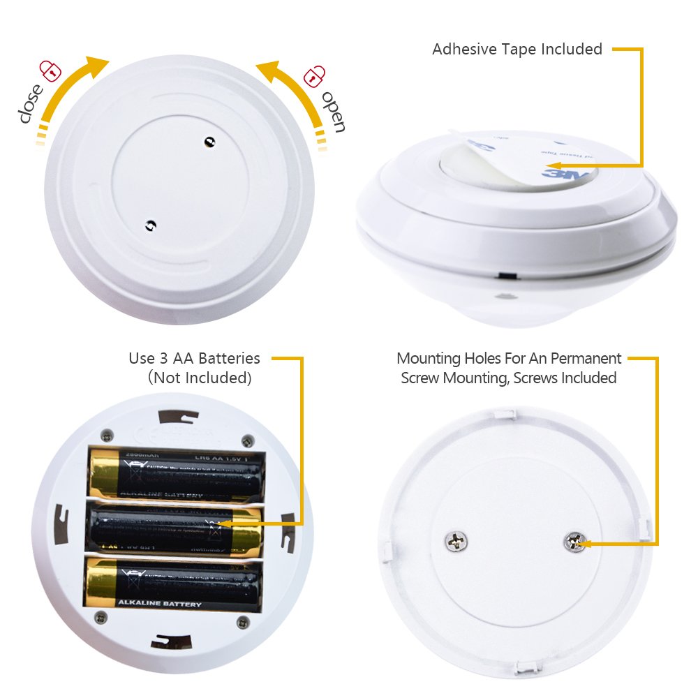 HONWELL Puck Lights with Remote - 6 Pack Cordless Battery Powered LED Closet Lights, Under Cabinet Lighting for Kitchen, Shelf, Wardrobe - Tap & Push Button Operation for Easy Use