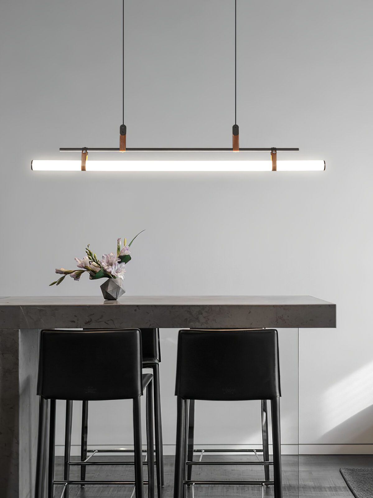 Modern Eden Linear Pendant Light - Sleek Minimalist Hanging Fixture for Kitchen Island, Dining Room & Bedroom Lighting - Adjustable LED Chandelier for Contemporary Home Decor