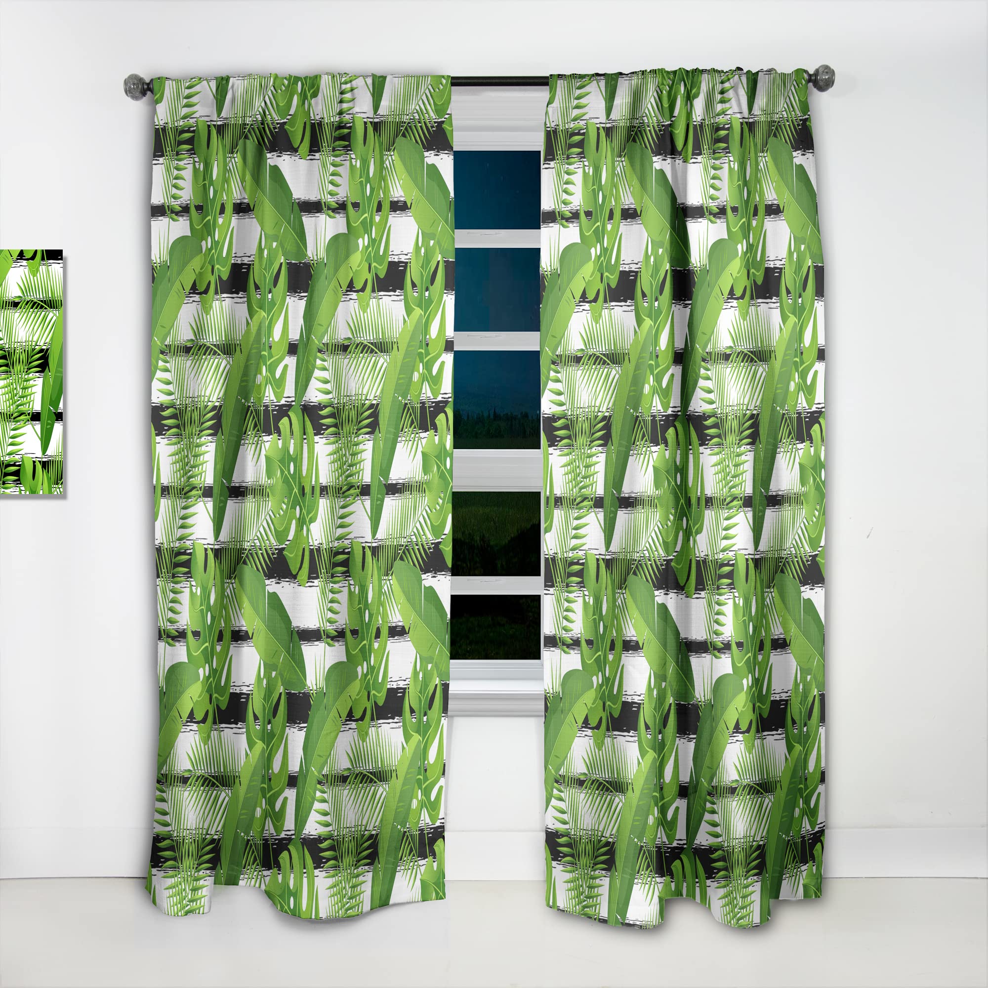 DesignQ Tropical Palm Leaf Print Blackout Curtains - Thermal Insulated Single Panel (52x95 inches) for Bedroom & Living Room - Perfect for Privacy, Light Control & Energy Savings