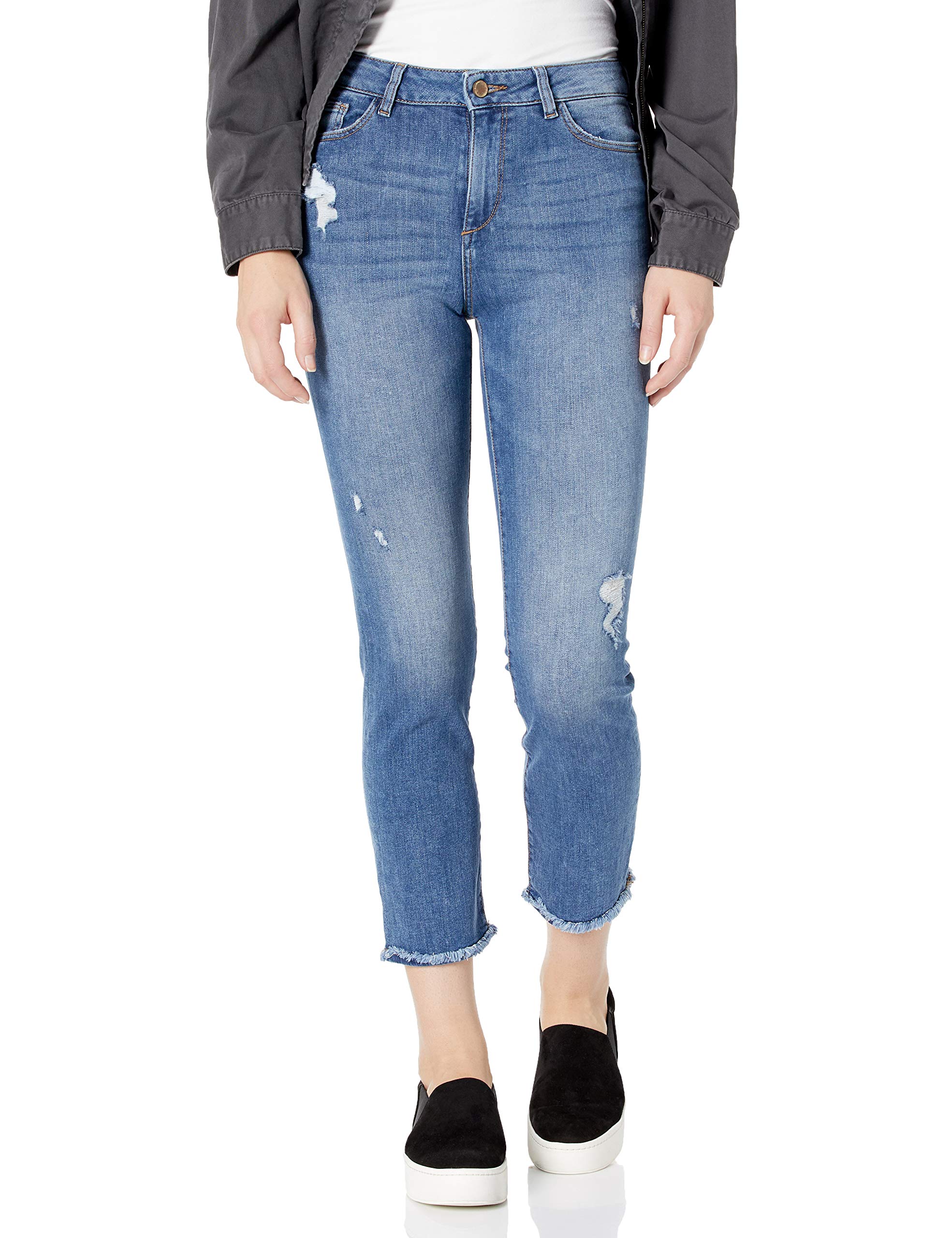 DL1961 Women's Mara High Rise Straight Fit Ankle Jeans - Slimming Stretch Denim Pants for Casual & Work Wear