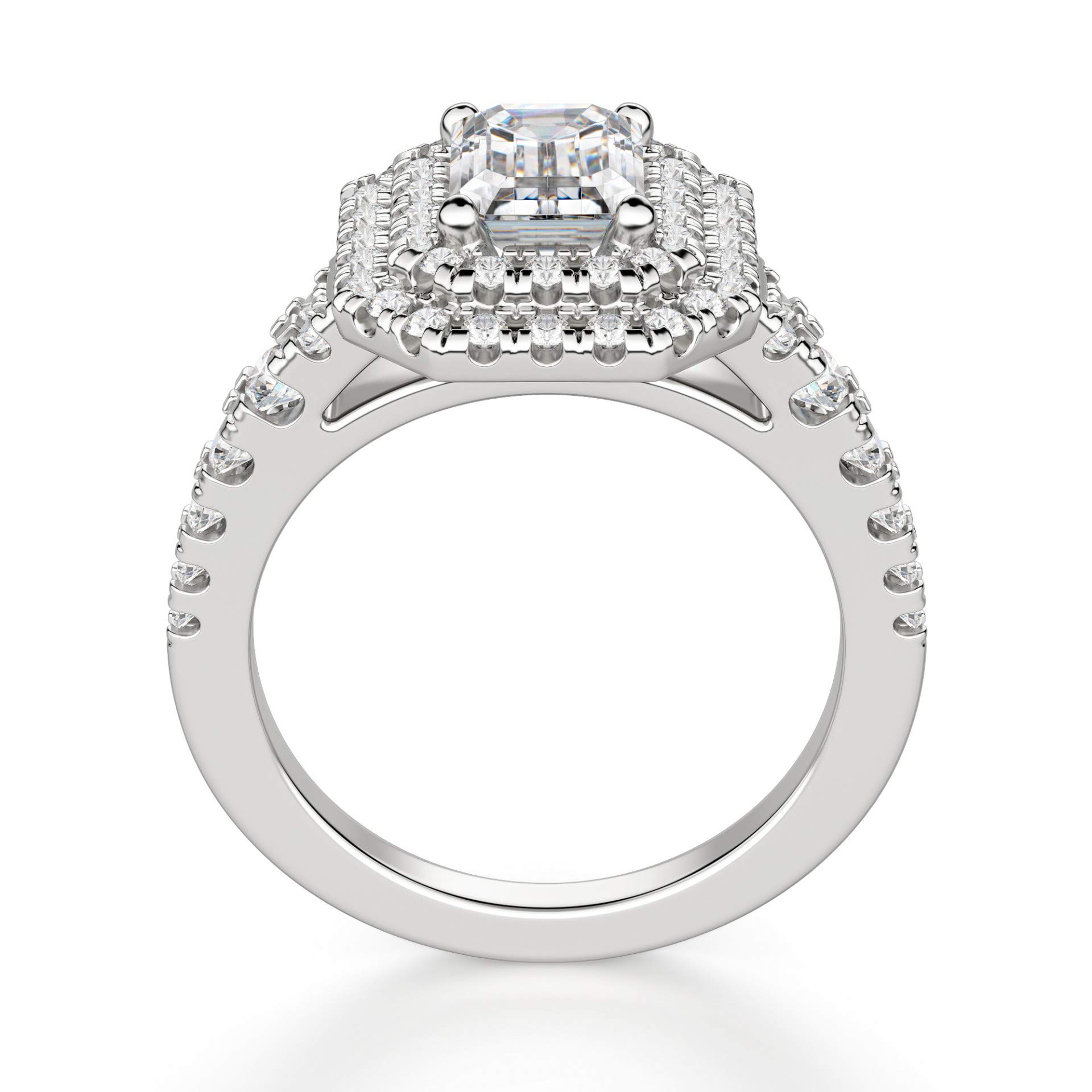 3 CT Emerald Cut Moissanite Engagement Ring Set for Women - Vintage Halo Solitaire Wedding Band, Anniversary Promise Ring - Perfect for Bridal, Proposals & Special Occasions