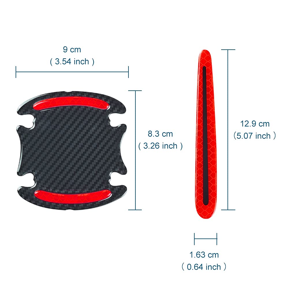 8pcs Car Door Handle Protector Stickers - Scratch Proof & Reflective for Safety