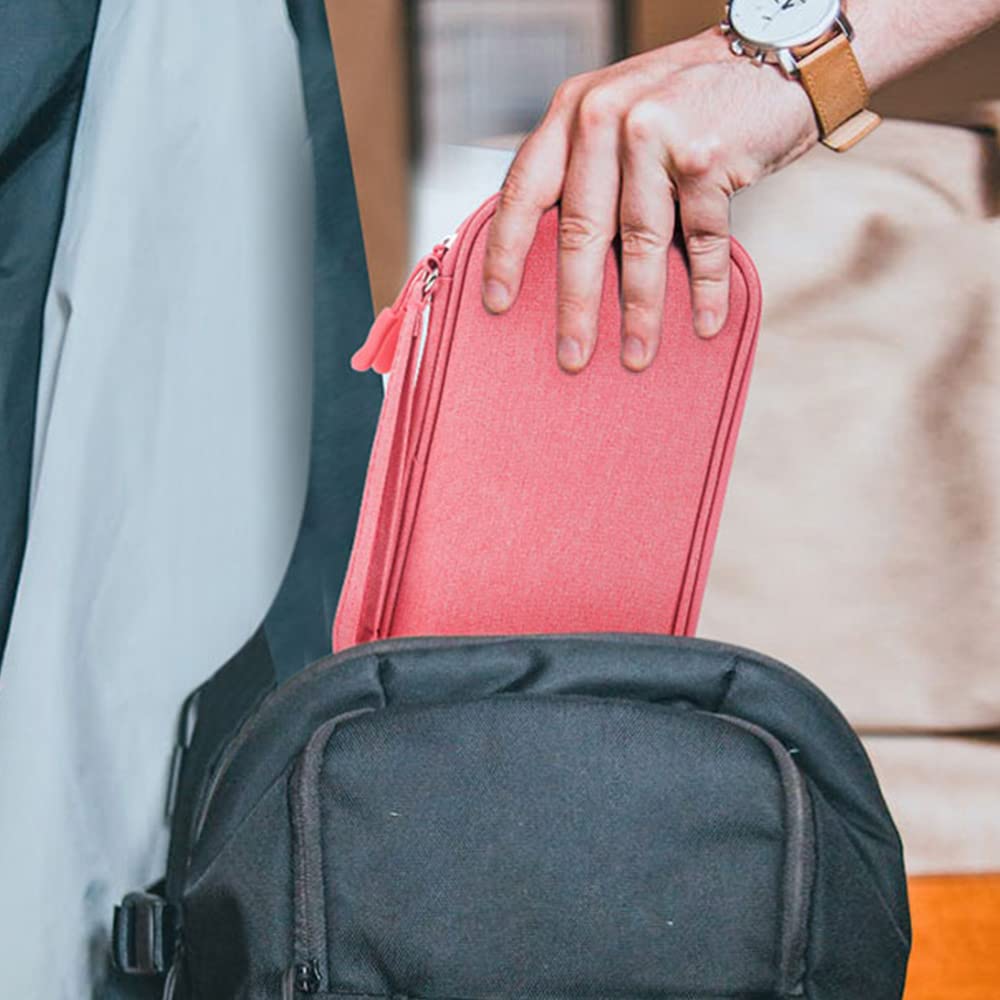 Universal Electronics Accessories Organizer Pouch - Travel Storage Bag for Chargers, Cables, Earphones & iPhone - Custom Dividers, Pink - Perfect for Travel, Office & Daily Organization