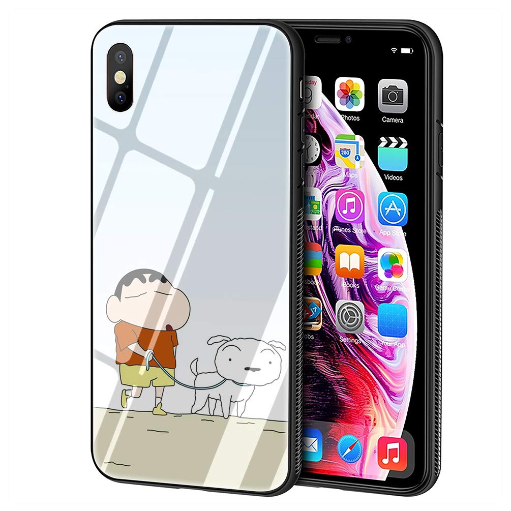 LBIAO 9H Tempered Glass Shockproof iPhone 7/8 Case with Crayon Shin-Chan Cute Design - Anti-Scratch Soft Silicone TPU Protective Cover for Apple iPhone 7/8 - Perfect for Daily Use, Work & Travel Protection