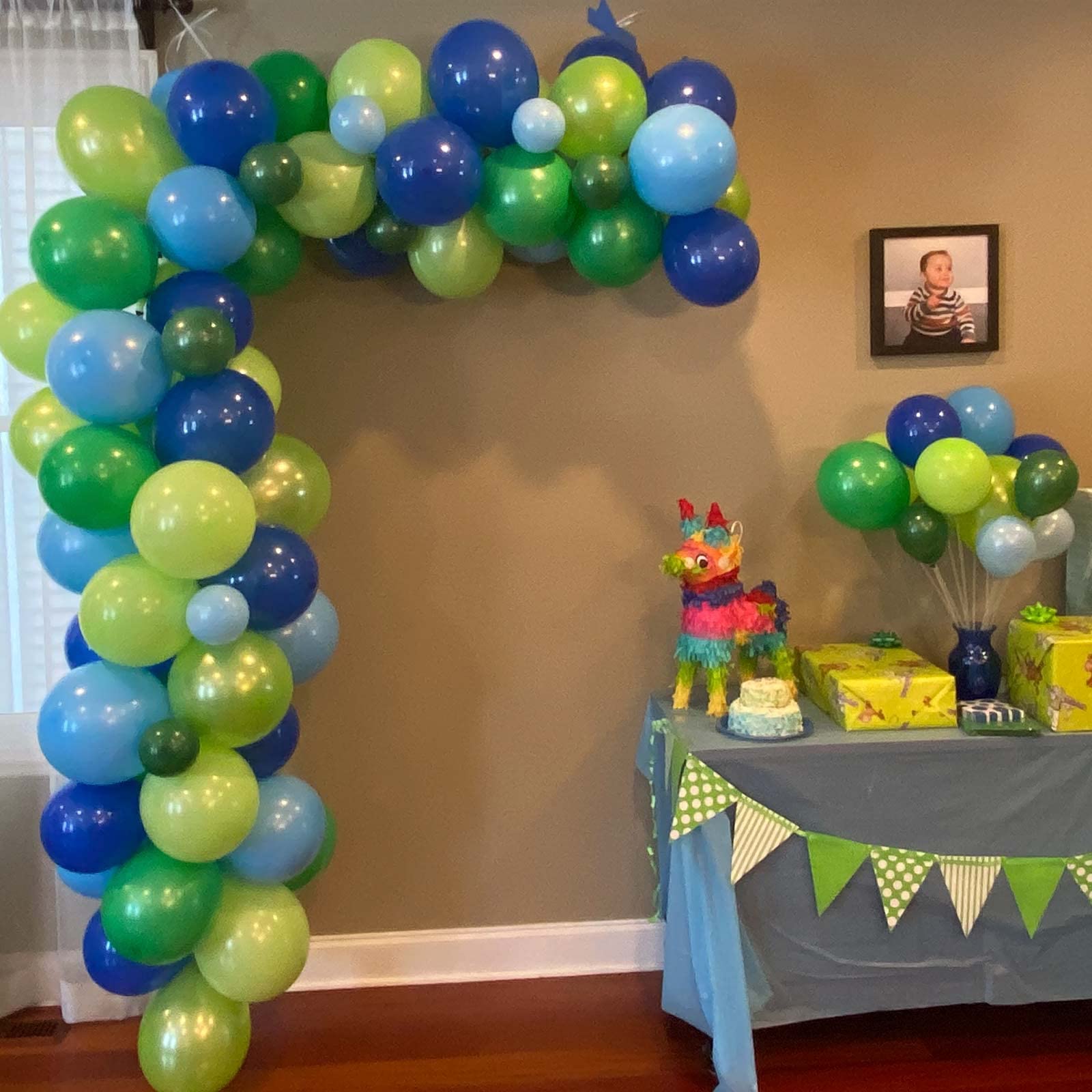 Navy Blue & Dark Green Balloon Garland Arch Kit with Metallic Chrome Balloons - Double Layer Balloon Decor for Birthday Parties, Baby Showers & Wedding Decorations