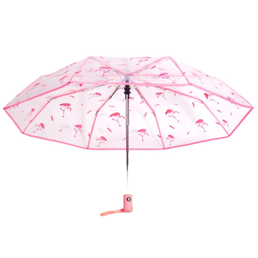 Automatic Folding Umbrella - Clear Transparent Windproof Travel Umbrella with Auto Open/Close for Rainy Days, Commuting, and Outdoor Activities