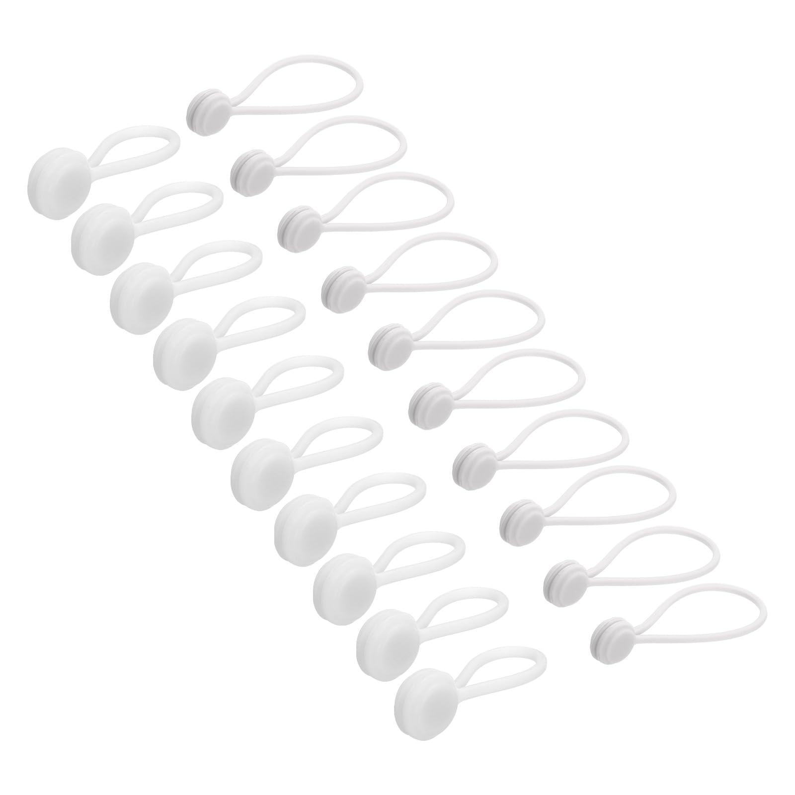 MECCANIXITY Magnetic Cable Clips - 10 Pack Reusable Cord Organizers (4.3 & 7.5 Inch) - White Twist Ties for Home, Office & Kitchen - Strong Magnetic Hold for Wires & Cables - Perfect for Desk, TV Setup & Charging Stations