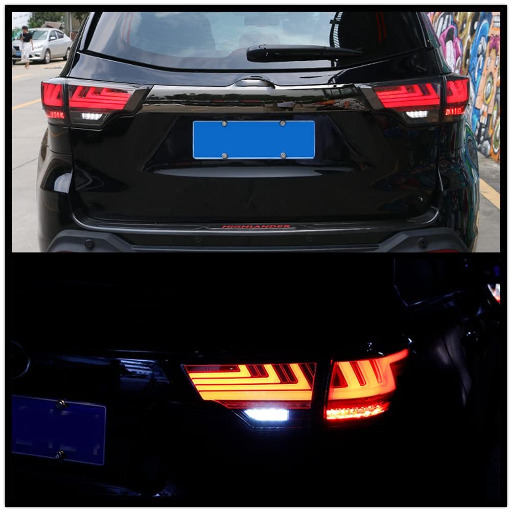 LED Smoked Tail Lights for Toyota Highlander 2014-2019 - Plug and Play Rear Lamp Assembly with Start-Up Animation - Upgrade Your Car's Style & Safety for Night Driving