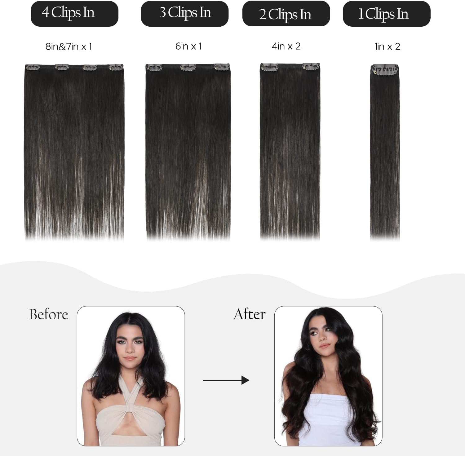 HUAYI Dark Brown Clip-in Hair Extensions 22 Inch - 7pcs 120g Remy Human Hair with 16 Clips - Soft Silky Straight Hair Extensions for Women - Perfect for Daily Styling, Volume Boost & Special Occasions