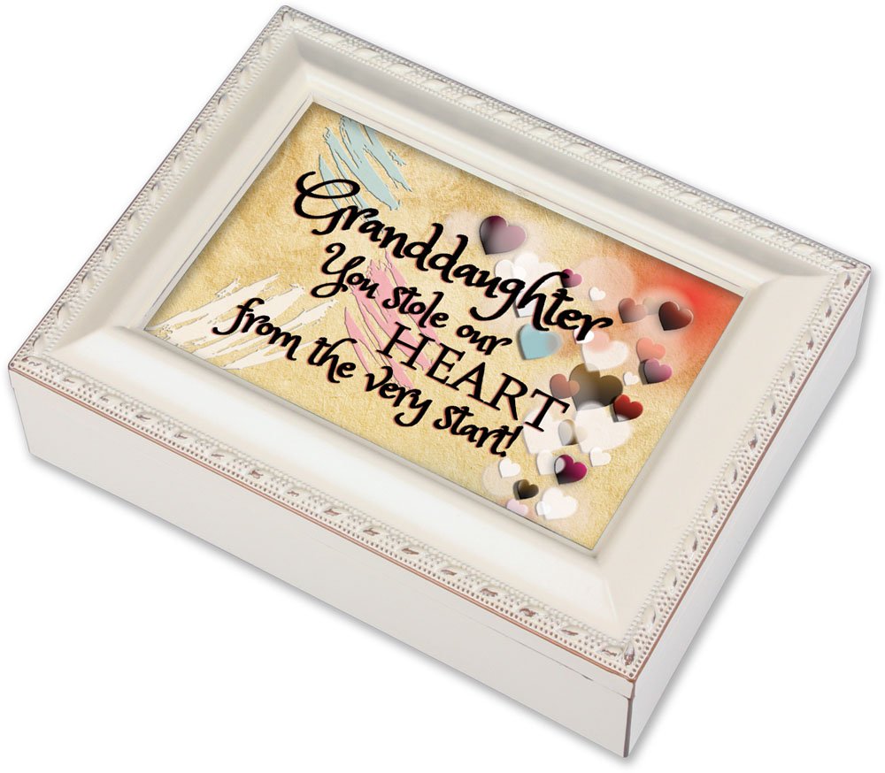 Vintage Cottage Garden Granddaughter Ivory Music Jewelry Box - Plays 'You Light Up My Life' Song | Perfect Gift for Birthdays, Anniversaries & Keepsake Storage