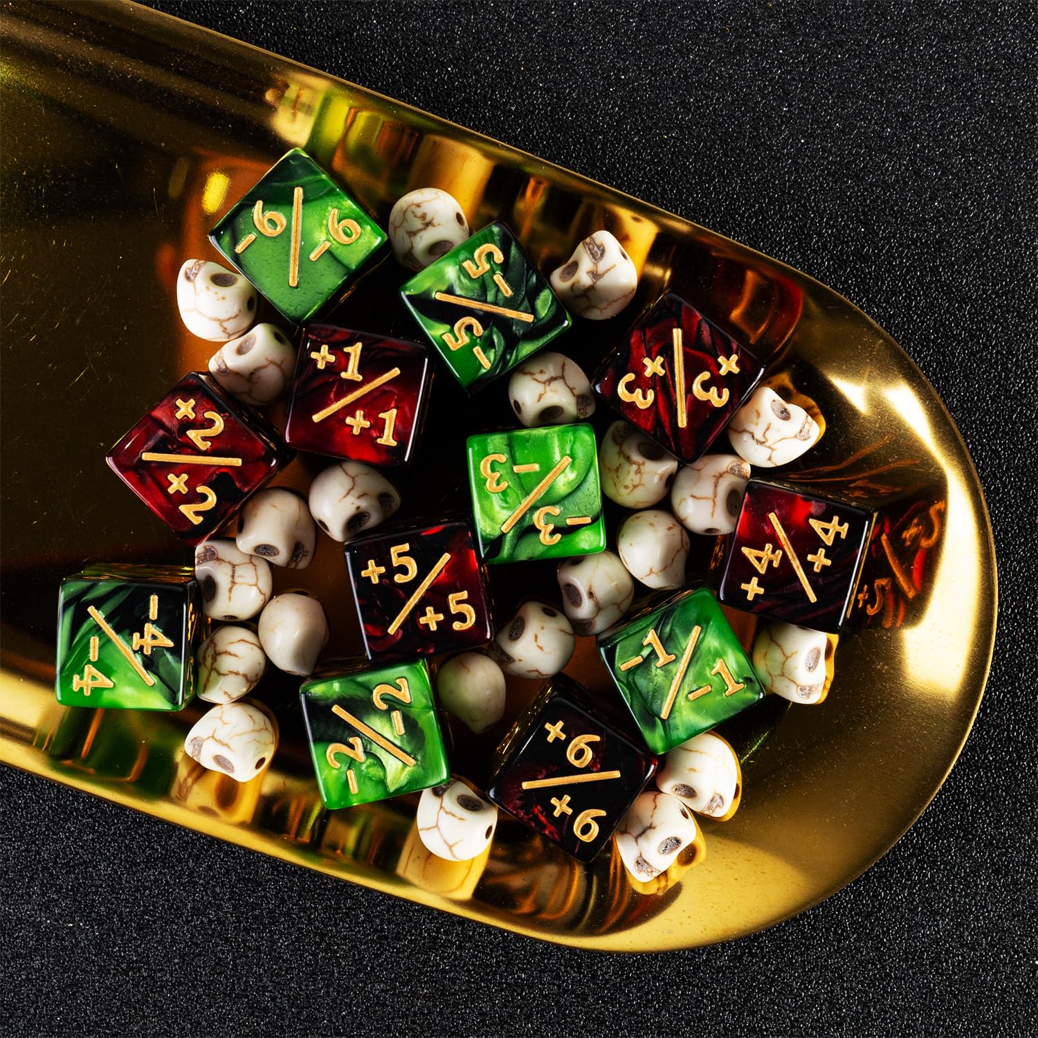 24-Piece MTG Dice Counter Set for Magic The Gathering - +1/+1 Counters, Loyalty & Life Tokens - Premium Gaming Accessories (Ruby Red & Emerald Green) - Perfect for Card Games, Tournaments & Collectors