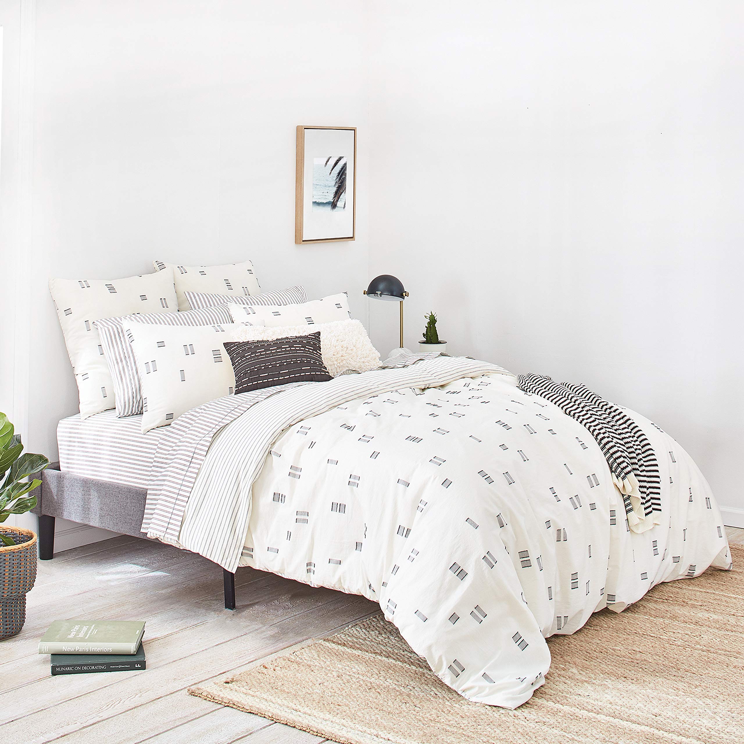 Premium Crosshatch Comforter Set - Twin Size, Ivory White Bedding | Soft & Breathable All-Season Duvet Cover for Cozy Bedroom Decor
