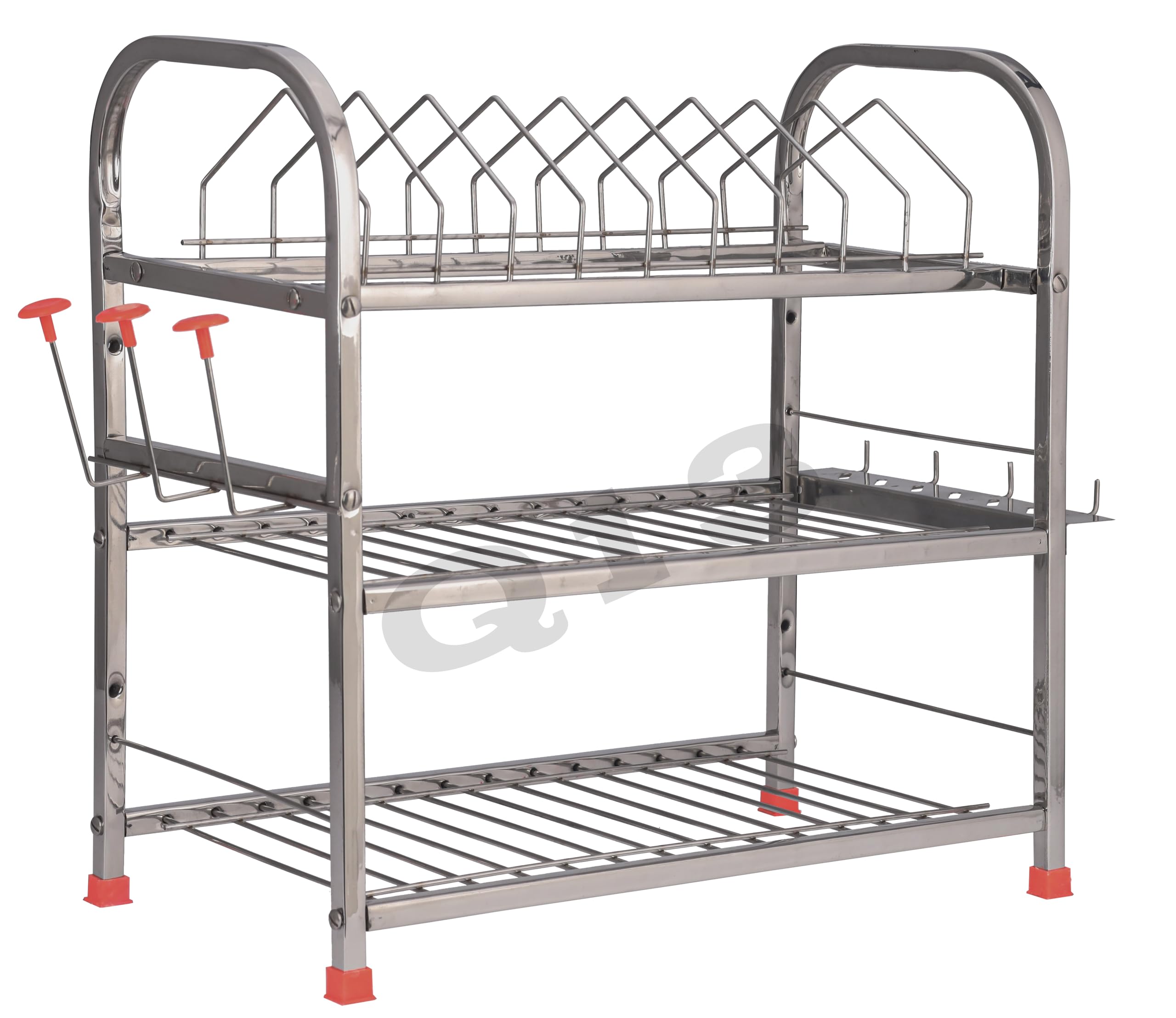 4RCE Stainless Steel Kitchen Utensil Stand | 18x18 Dish Rack & Organizer | Wall Mount or Countertop Drying Rack for Spoons, Ladles & Cooking Tools | Perfect for Small Kitchens & Dish Drying Stations