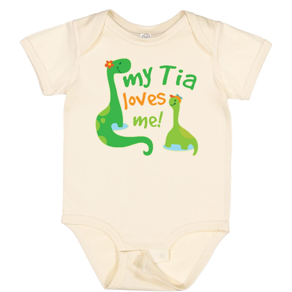 Inktastic My Tia Loves Me Dinosaur Baby Bodysuit - Cute Dinosaur Graphic Onesie for Infants & Toddlers - Perfect for Playtime, Daycare & Family Photos