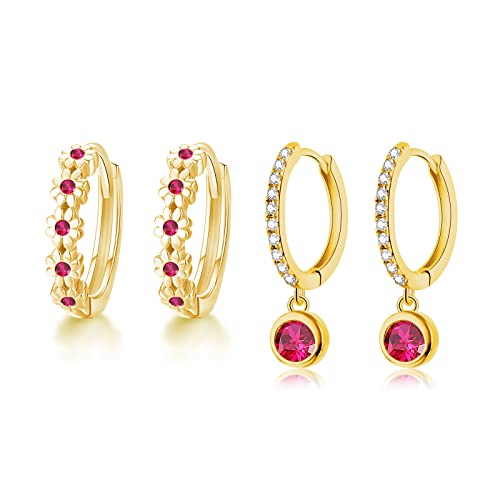 Rose Red CZ Dangle-Gold
