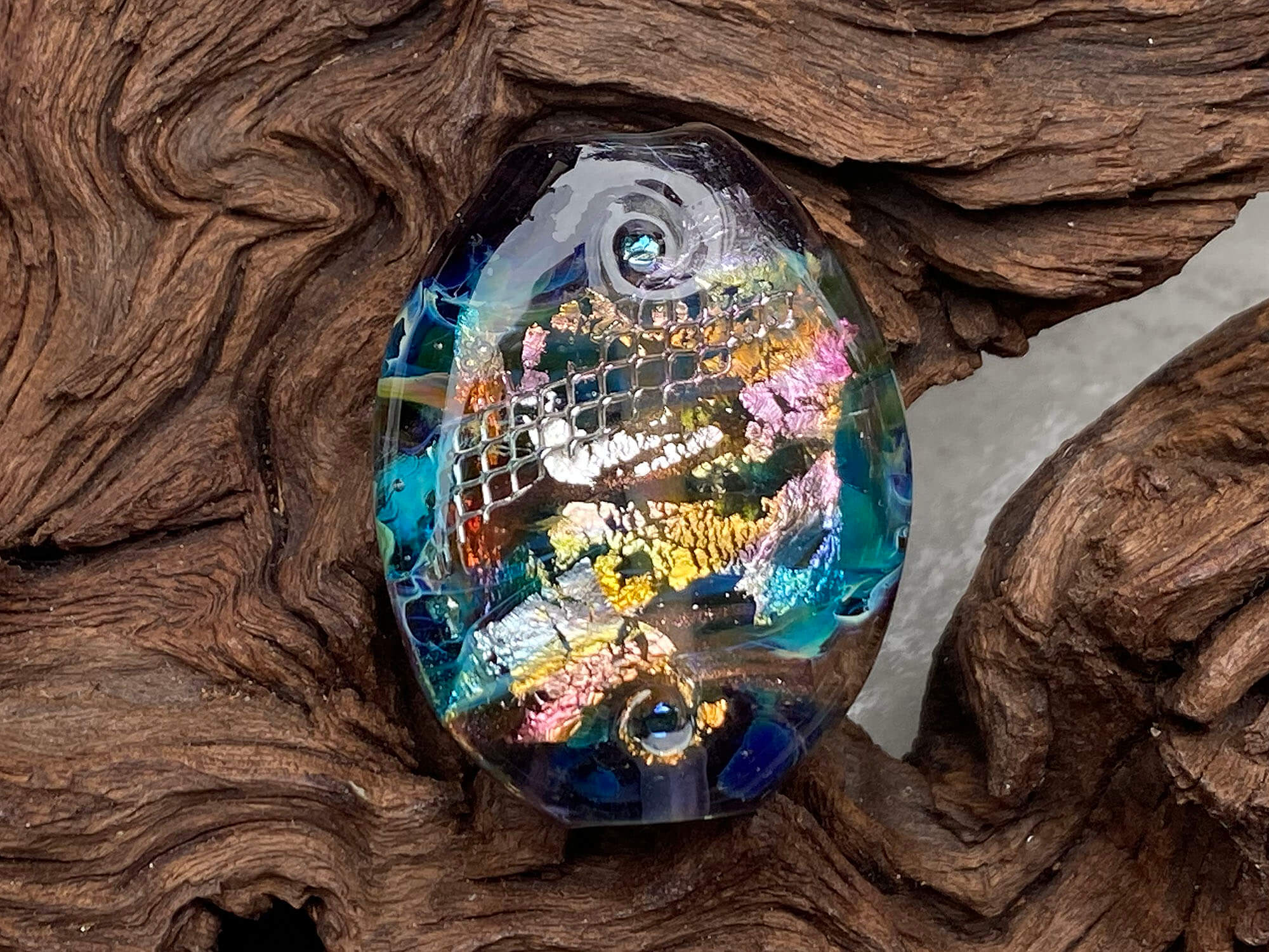 Handmade Sunken Treasure Lampwork Glass Focal Bead SRA for Jewelry Making - Perfect for Necklaces, Bracelets, and DIY Craft Projects
