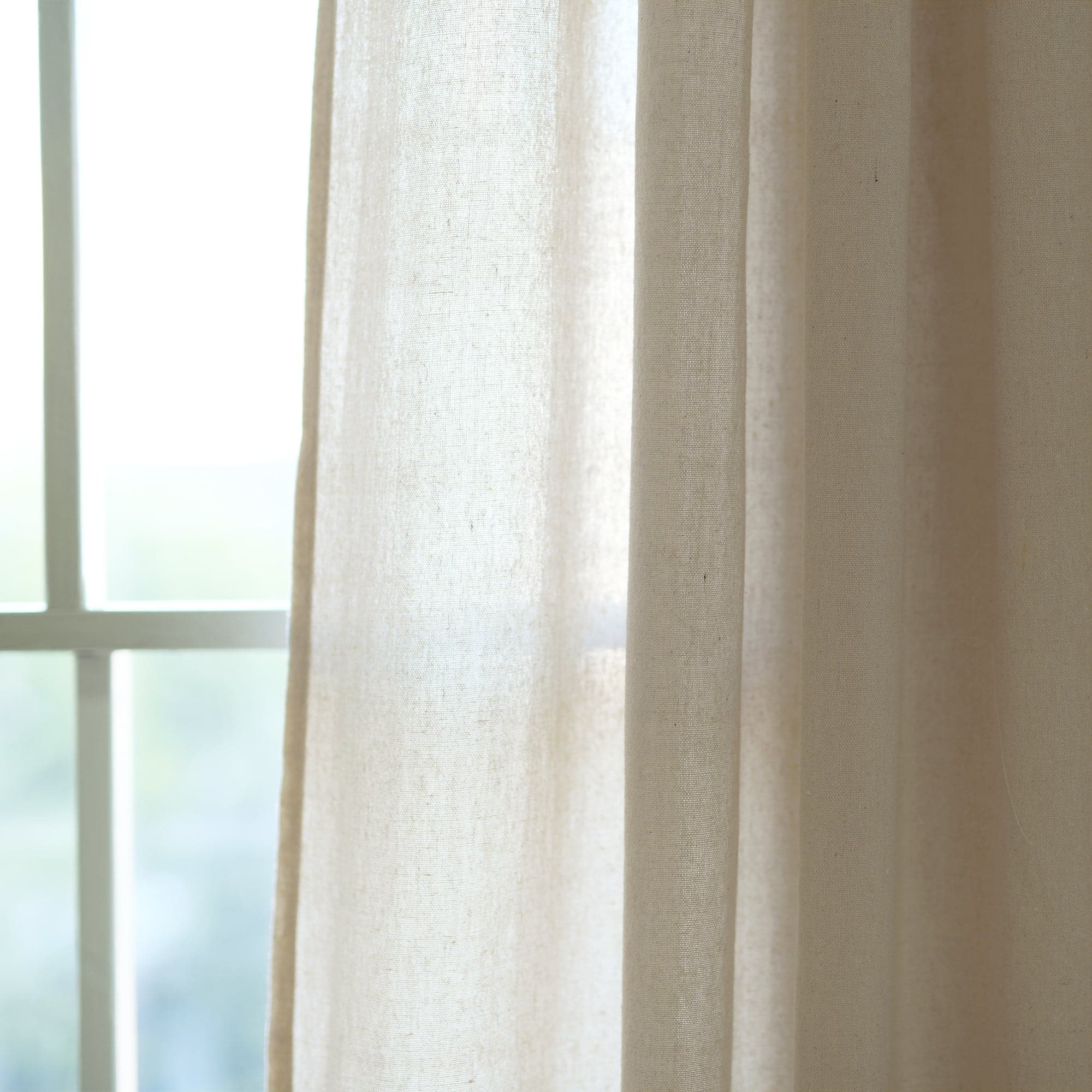 Burlap Knotted Tab Top Window Curtain Panel Set - Natural Linen Textured Room Darkening Drapes for Living Room, Bedroom & Farmhouse Decor