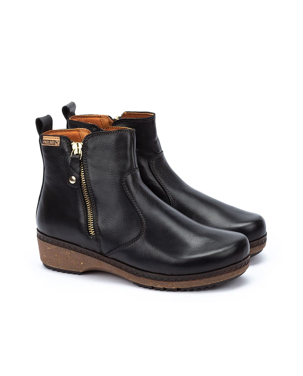 PIKOLINOS Women's Leather Flat Ankle Boots - Granada Style Comfortable Casual Shoes for Walking, Work & Everyday Wear