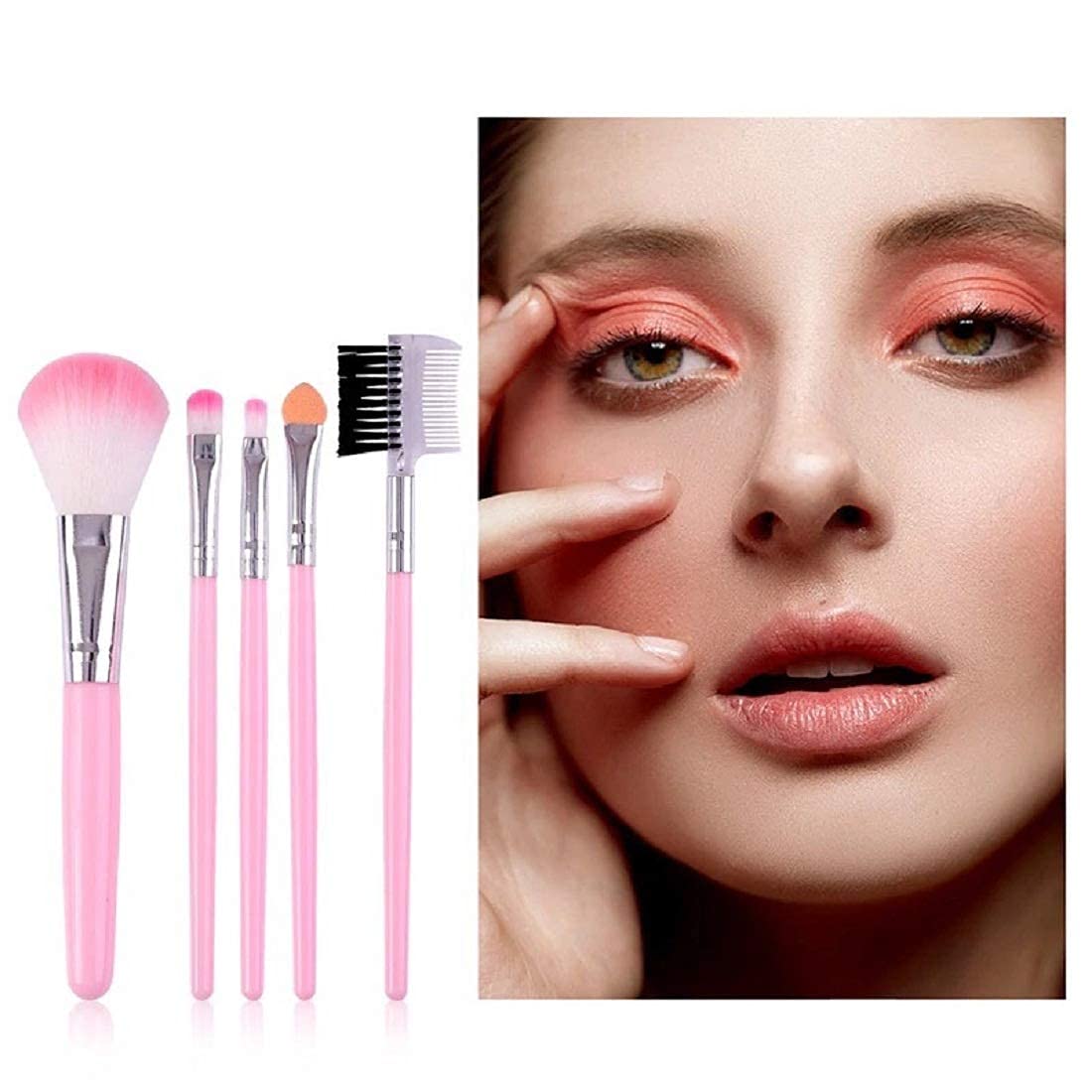 GOLD MAX Pink Makeup Brushes & Blender for Women - Wedding, Travel, Office Use