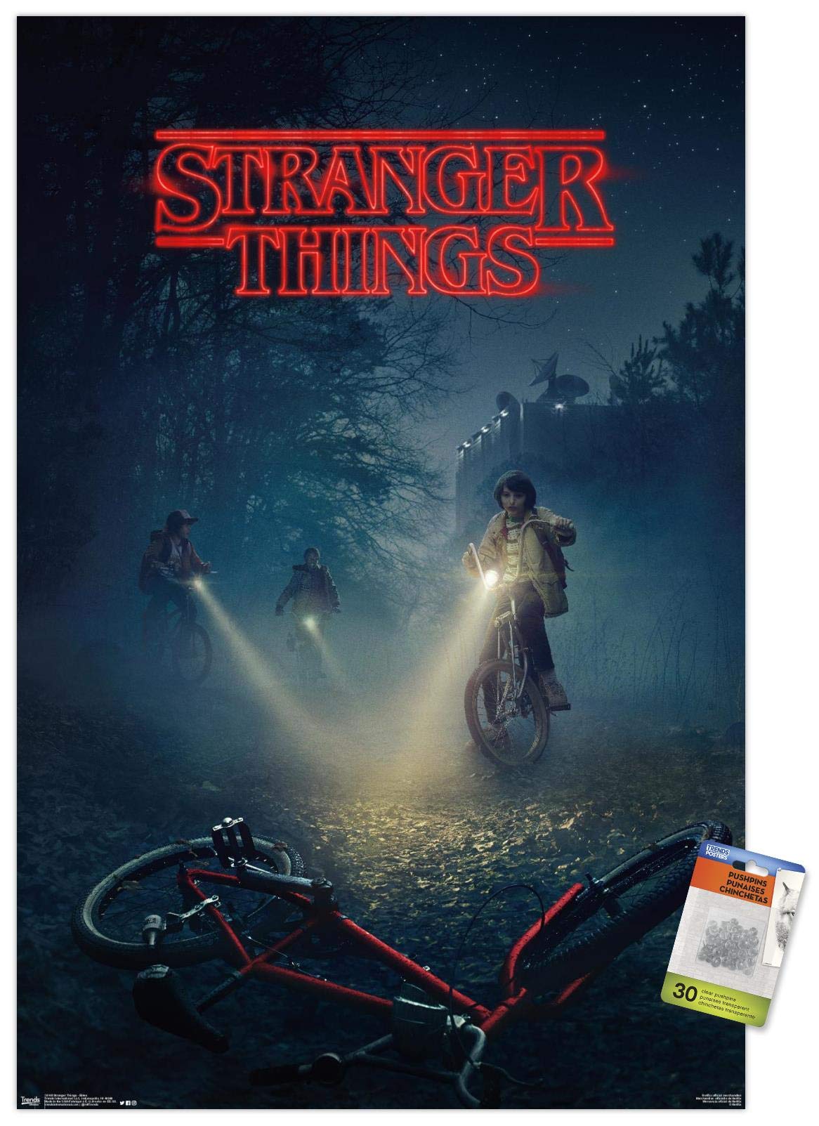 Stranger Things Netflix Wall Poster with Push Pins - 24x36 Inch TV Show Decor for Bedroom, Living Room & Office - Perfect Gift for Fans