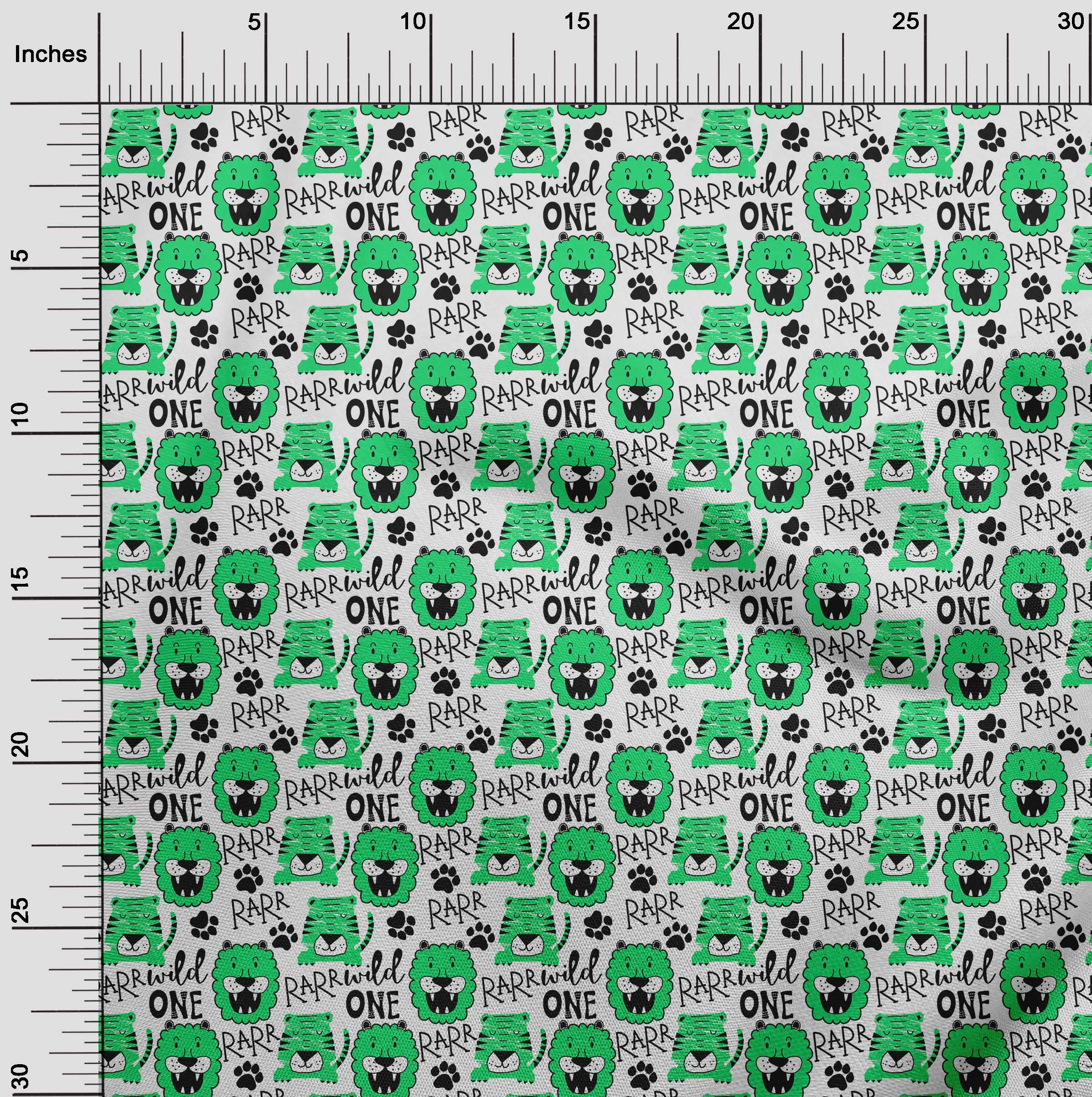Premium 100% Cotton Jersey Green Fabric for Kids - Animal Print DIY Sewing Material by The Yard (58