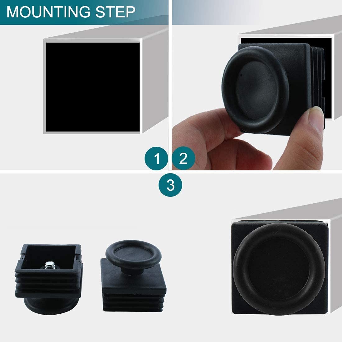 Yinpecly M8x18mm Adjustable Furniture Leveling Feet - 24PCS Black Plastic & Iron Stem for Tables, Cabinets, Shelves, Beach Chairs - Perfect for Home, Office & Outdoor Use