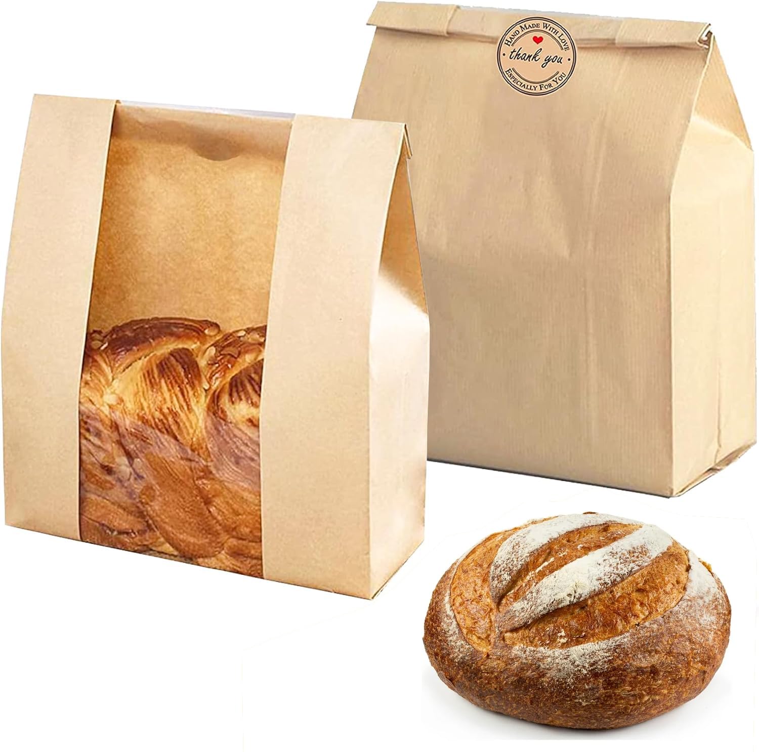 10-Pack Large Clear Window Bread Bags for Homemade Sourdough Loaves - 13.7x8.2x3.5 inch Bakery Packaging with Seal Stickers - Perfect for Artisan Bread Storage, Gift Giving & Farmers Market Sales