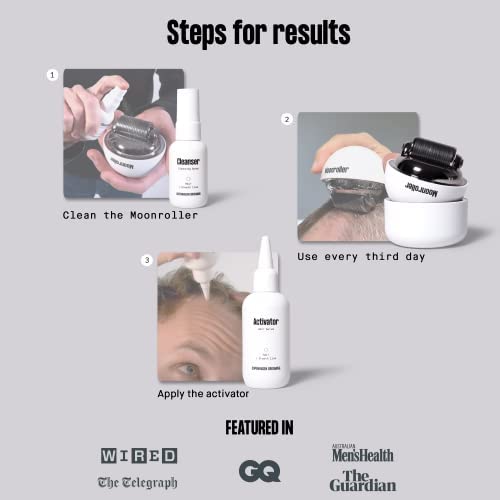 Copenhagen Grooming Men's Hair Growth Kit with Activator Serum & Moonroller Follicle Stimulator - Natural Hair Regrowth Treatment for Thinning Hair & Baldness - Gentle & Effective for Daily Use at Home or Travel (250 Day Supply)