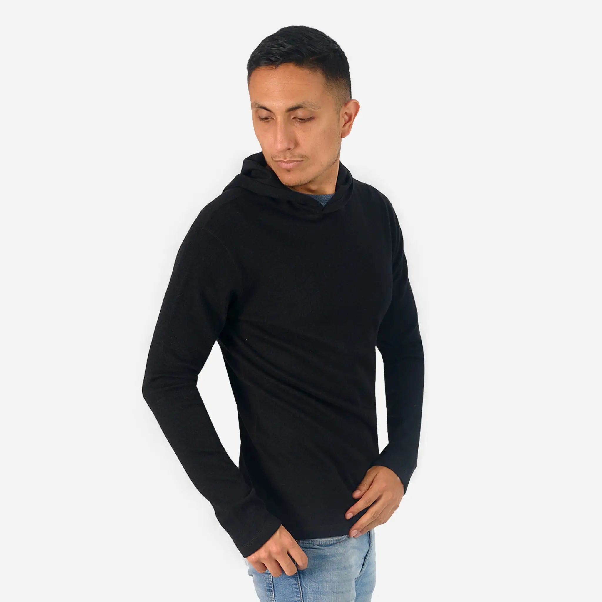 Men's Alpaca Wool Pullover Hoodie - 300 Lightweight Winter Sweater for Outdoor Activities & Casual Wear