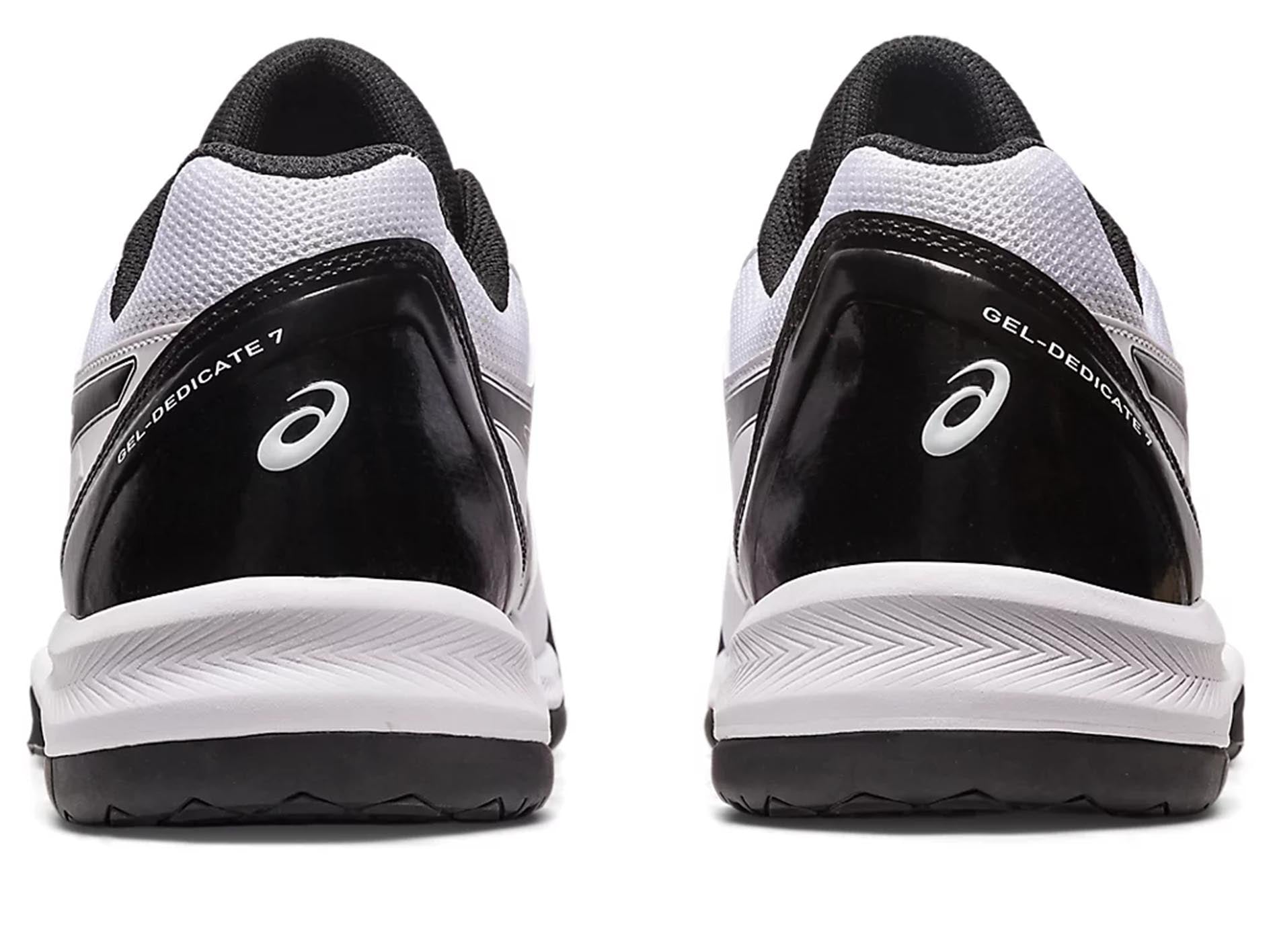 ASICS Men's Gel-Dedicate 7 Tennis Shoes - White/Black (1041A223-104) | Lightweight Cushioned Court Sneakers for Tennis & Casual Wear