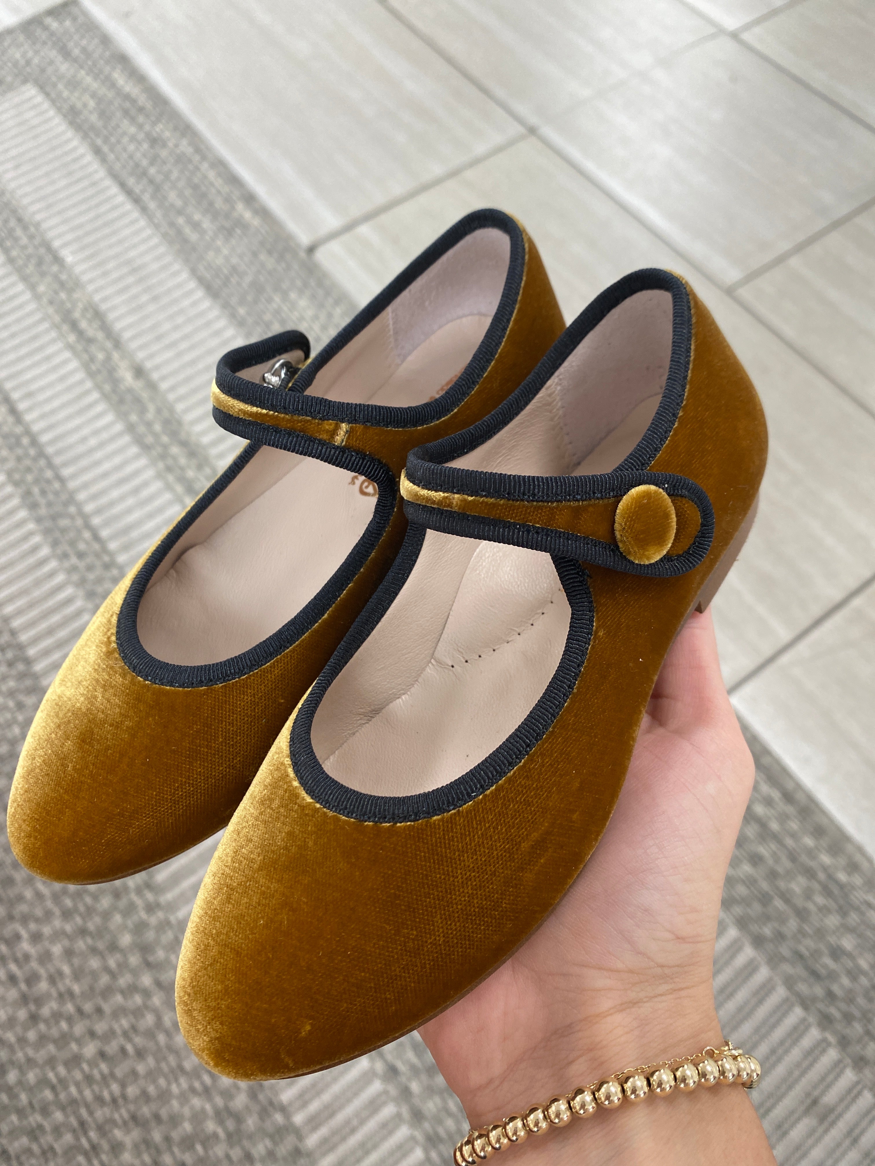 Beberlis Mustard Velvet Pointed Toe Mary Jane Pumps - Elegant Women's Dress Shoes for Work, Parties & Weddings