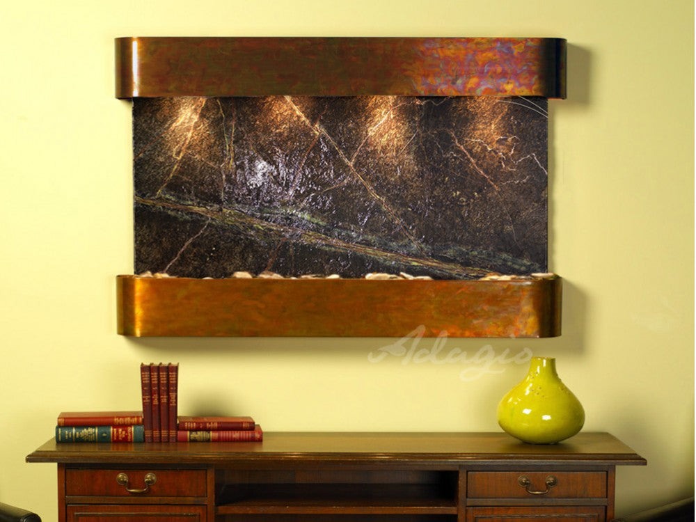 Adagio Sunrise Springs Round Rustic Copper Green Marble Tabletop | SSR1005 | Perfect for Farmhouse, Rustic & Vintage Home Decor, Dining Tables, Coffee Tables & Kitchen Countertops