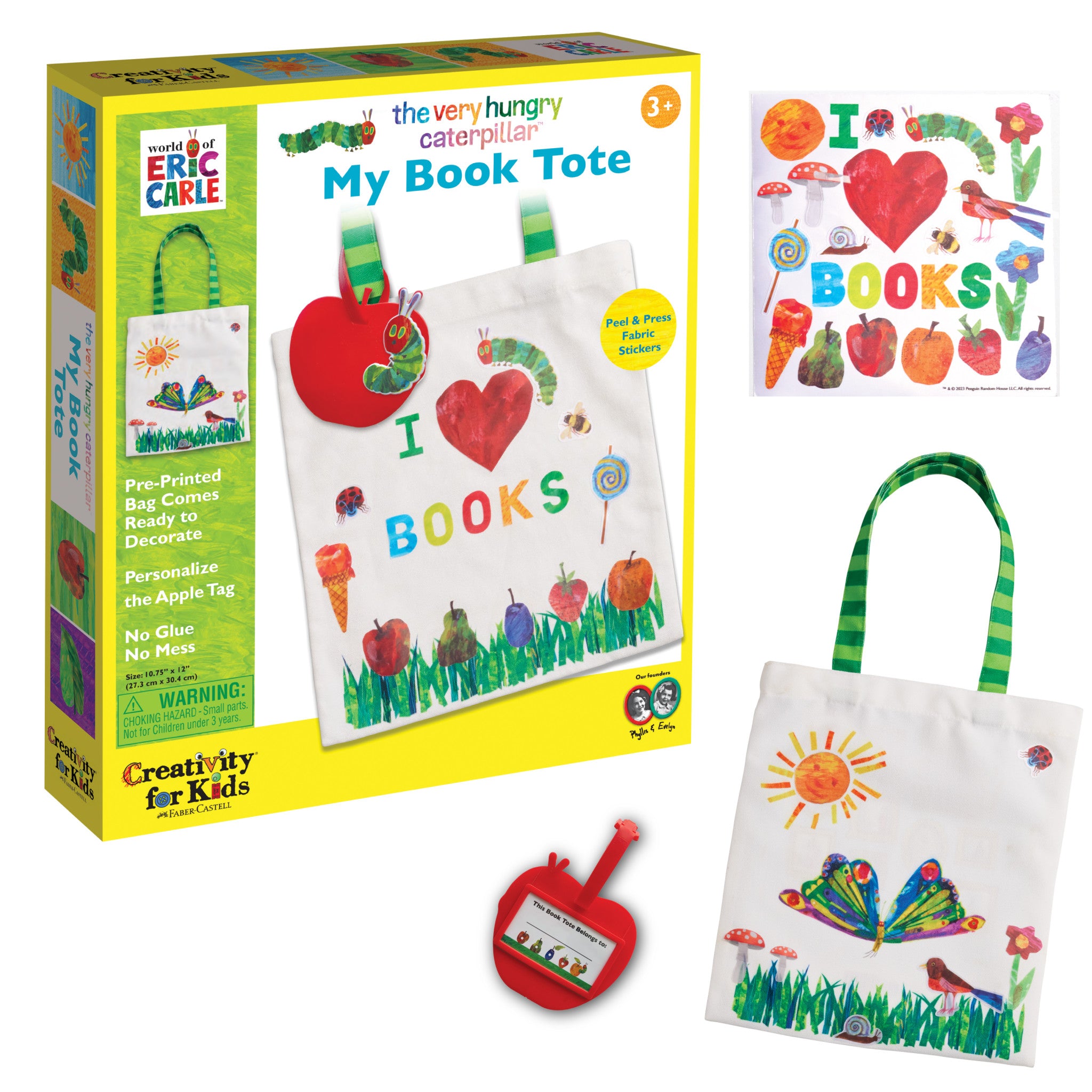The Very Hungry Caterpillar Book Tote Bag - Eric Carle Inspired Canvas Book Bag for Kids & Adults - Perfect for Library, School, Shopping & Beach Day