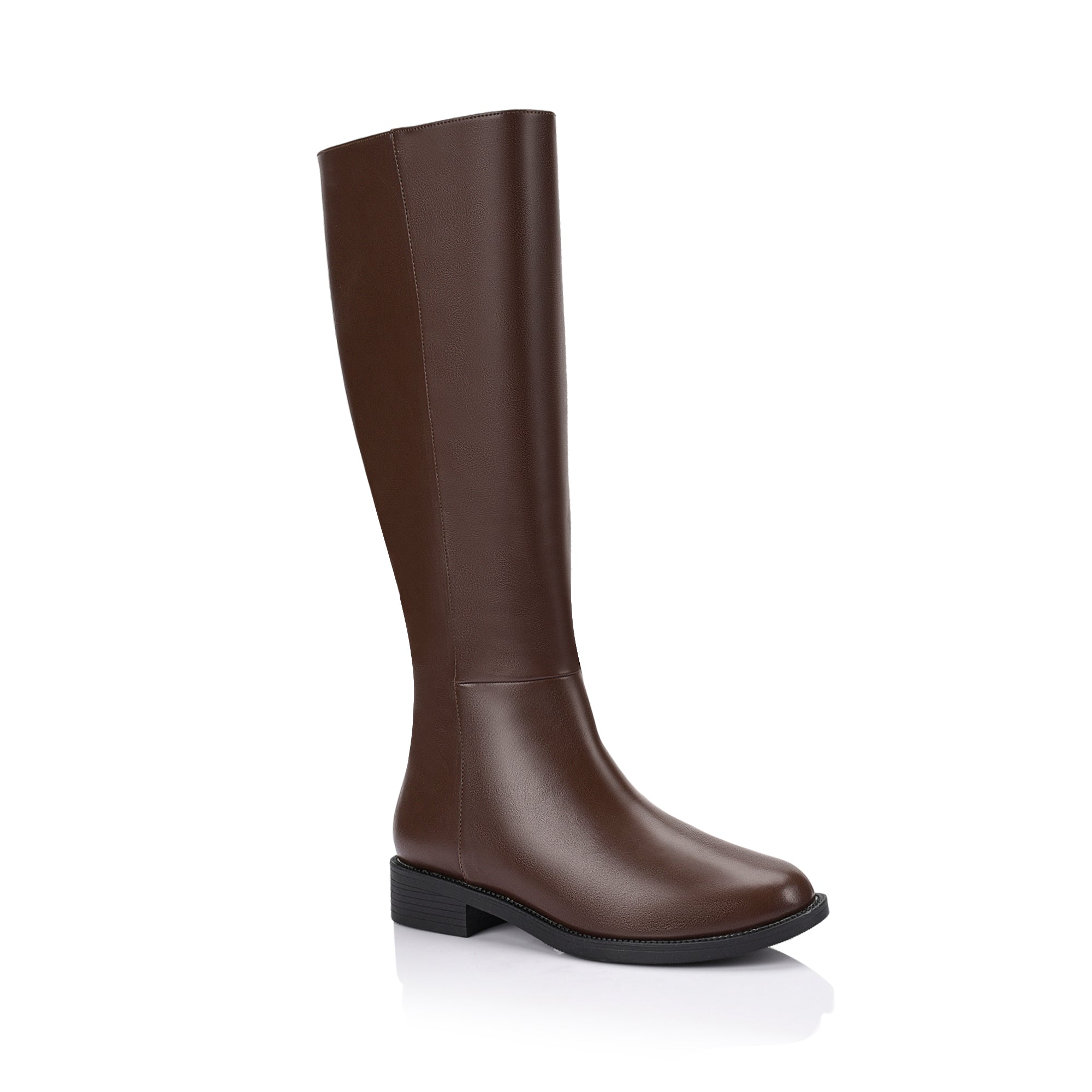 Gabe Flat Knee High Boots for Women - Chocolate Brown Leather Boots - Comfortable & Stylish for Fall, Winter, and Casual Outfits
