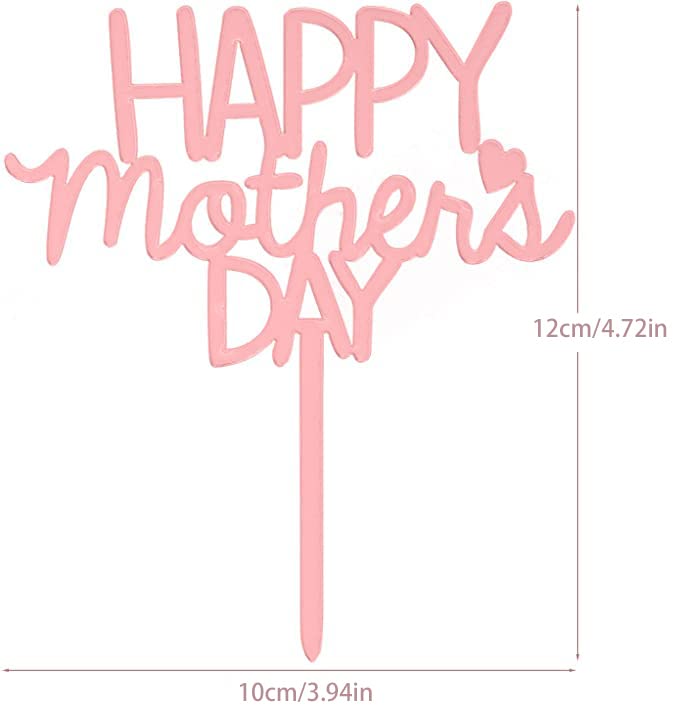 10 Pcs Best Mom Ever Acrylic Cake Toppers with Heart Decorations - Perfect for Mother's Day, Birthday Parties & Wedding Celebrations