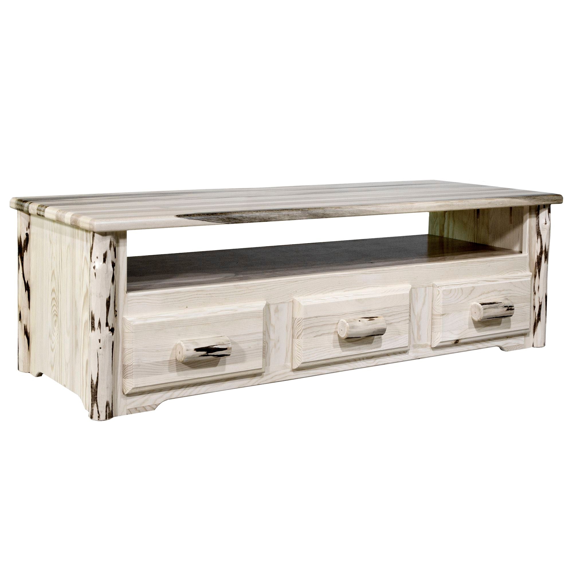 Montana Solid Wood TV Stand with Storage - Entertainment Center for Living Room, Bedroom & Home Theater - Rustic Chest Style Furniture for TV, Media & Gaming Consoles