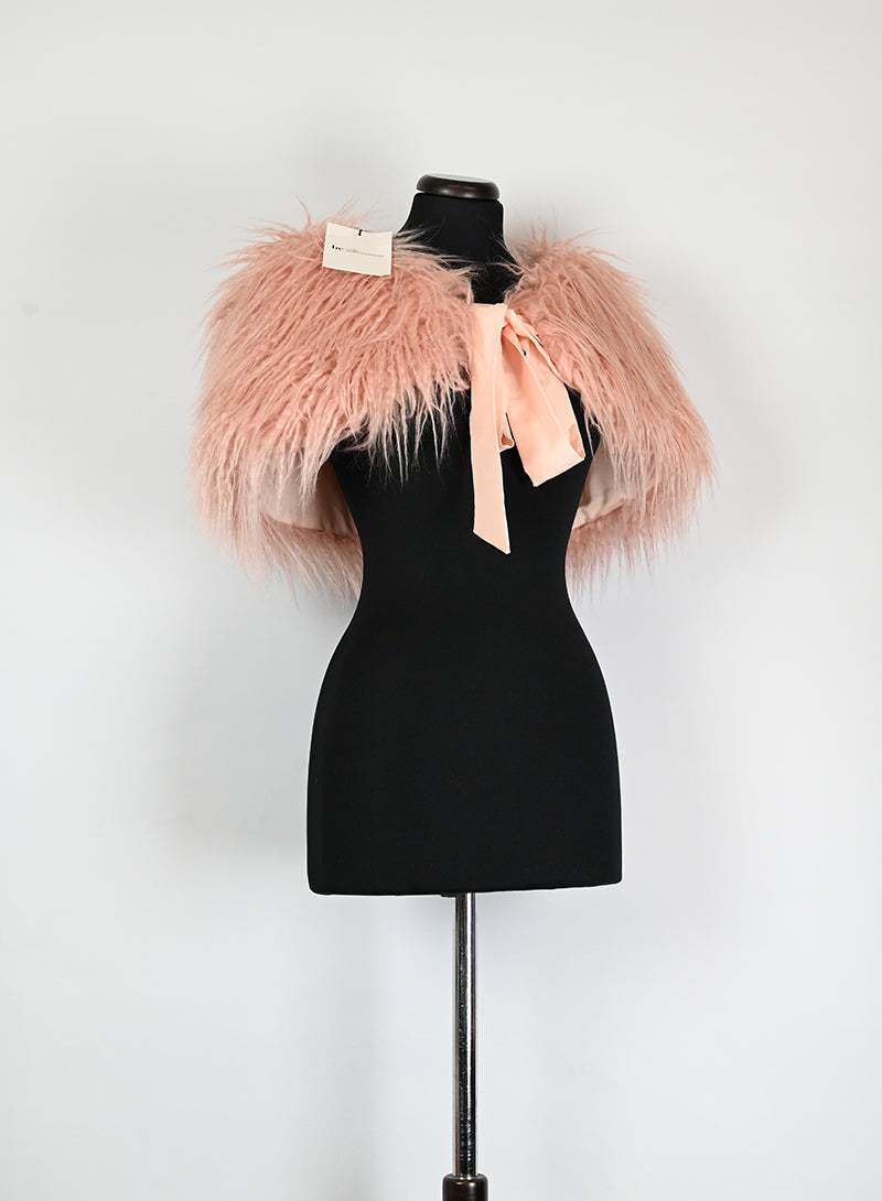 Blumarine Pink Short Dress with Rhinestones and Shoulder Cover - Size 40 | Perfect for Cocktail Parties, Weddings & Evening Events