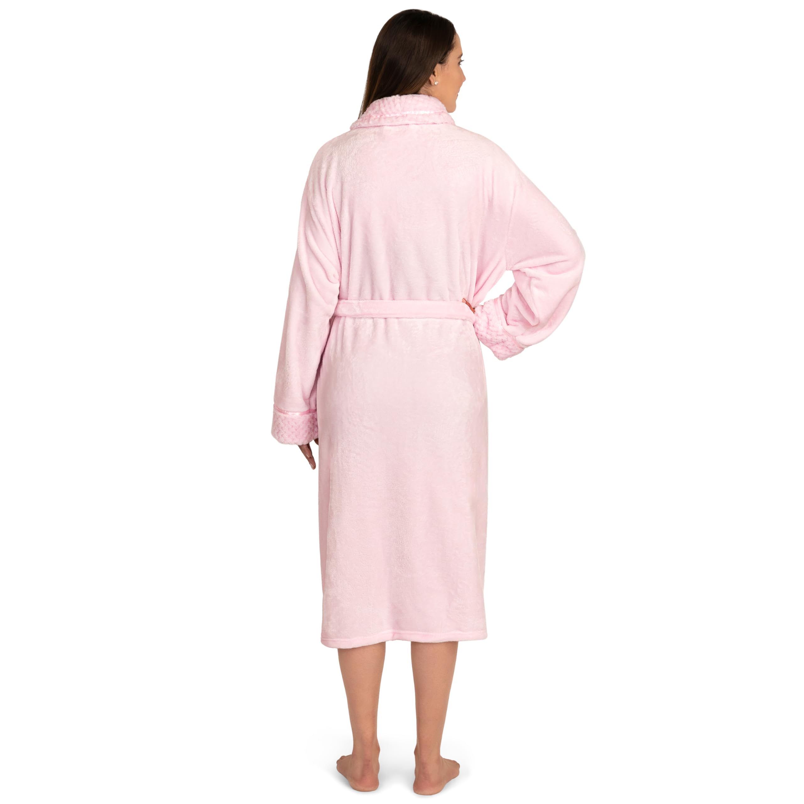 PAVILIA Women's Soft Plush Fleece Robe - Cozy Warm Bathrobe with Long Sleeves, Fuzzy Spa Robe for Women - Perfect for Relaxing at Home, Lounging & Self-Care Moments