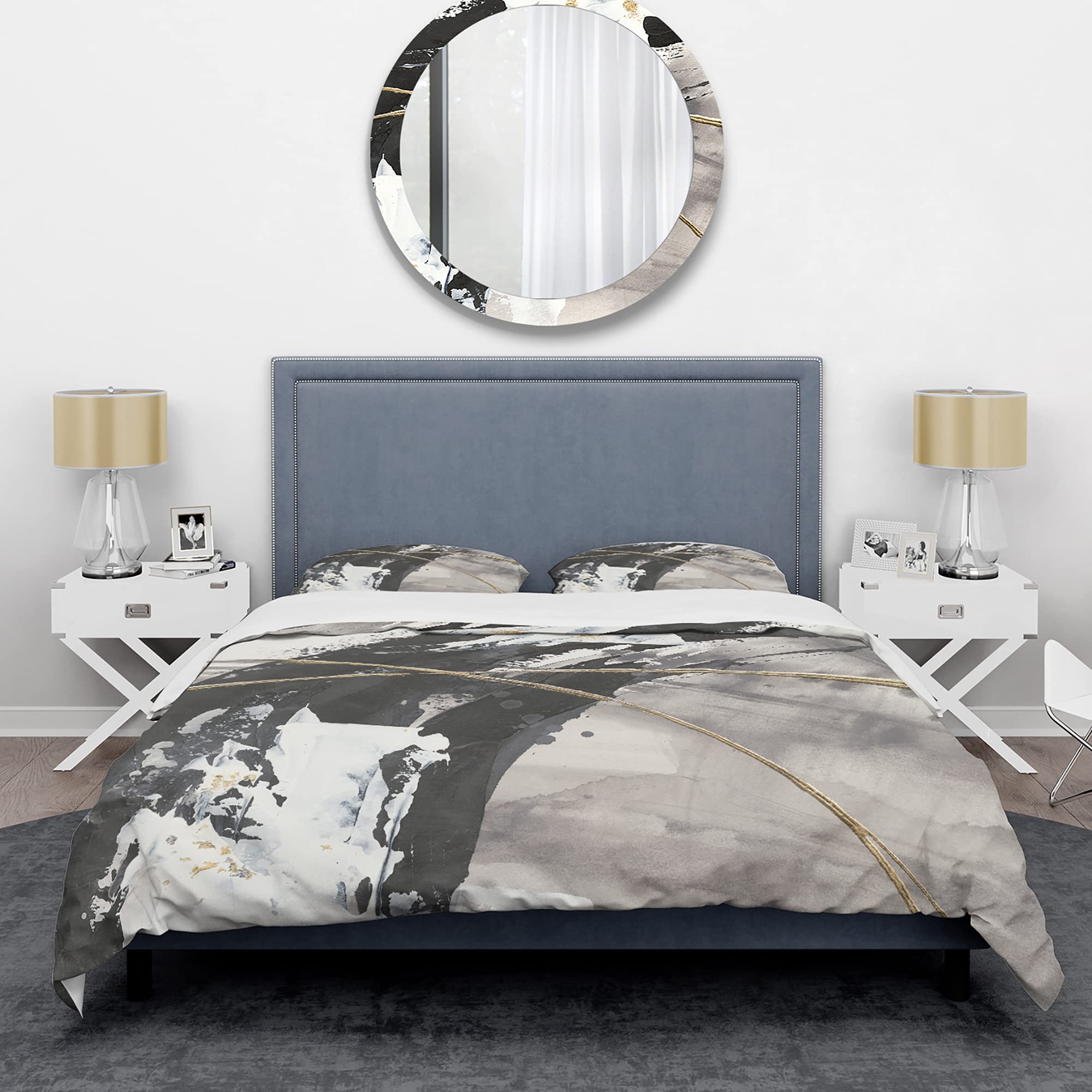 Modern Abstract Duvet Cover Set King - Black Contemporary Bedding for All Seasons