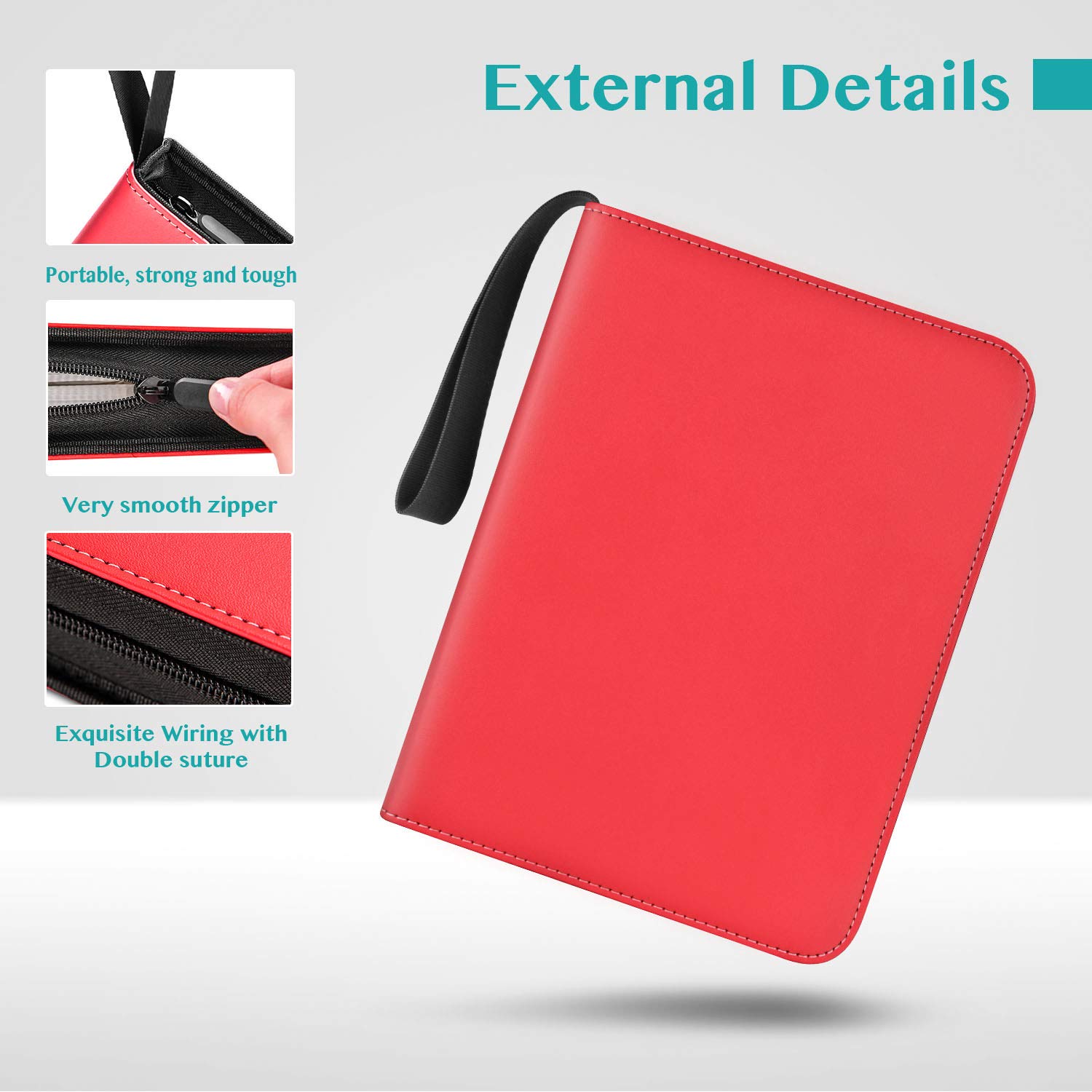 9-Pocket TONESPAC 900 Trading Card Binder - Portable Storage Case with Removable Sheets for Sports, Baseball & Collectible Cards | Premium Card Collection Organizer for Collectors | Perfect for TCG, MTG & Pokemon Cards (Red)