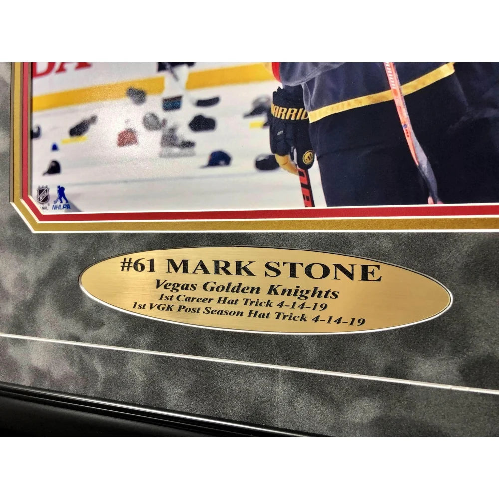 Mark Stone Signed 8x10 Photo - Vegas Golden Knights 1st Career Hat Trick Memorabilia with JSA COA - Framed Hockey Collectible for Man Cave, Sports Bar, or Fan Gift