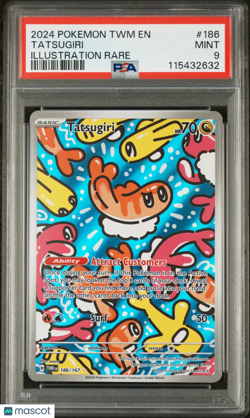 2024 Pokemon Twilight Masquerade Tatsugiri Illustration Rare PSA 9 186/167 - Collectible Trading Card for Gamers & Investors | Perfect for Tournaments, Display & Investment Portfolios