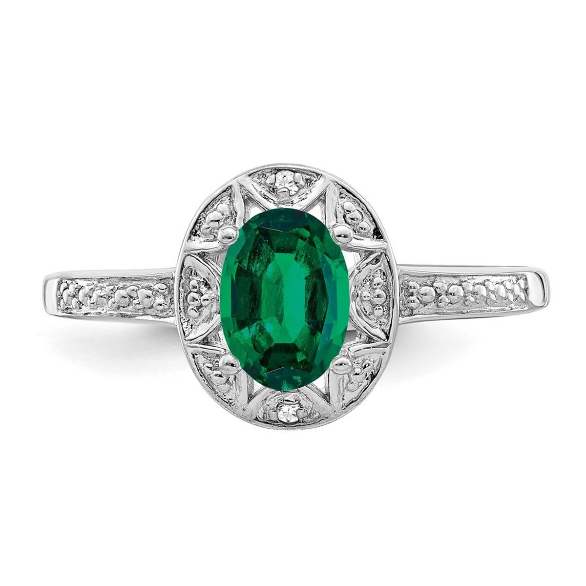 925 Sterling Silver Diamond & Emerald Ring for Women - Elegant 2mm Wide Polished Band, Perfect for Weddings, Anniversaries & Special Occasions