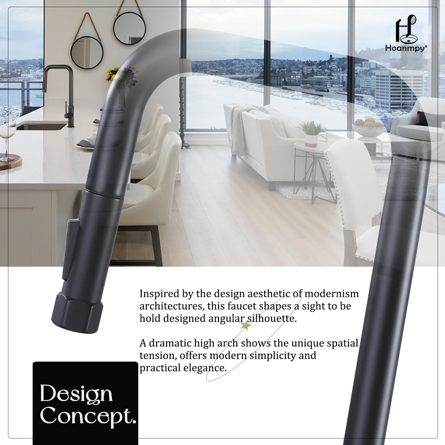Vintage Matte Black Kitchen Faucet with Pull Down Sprayer - 17 Inch Brass Sink Faucet with Deck Plate - Perfect for Farmhouse, Rustic & Modern Kitchens