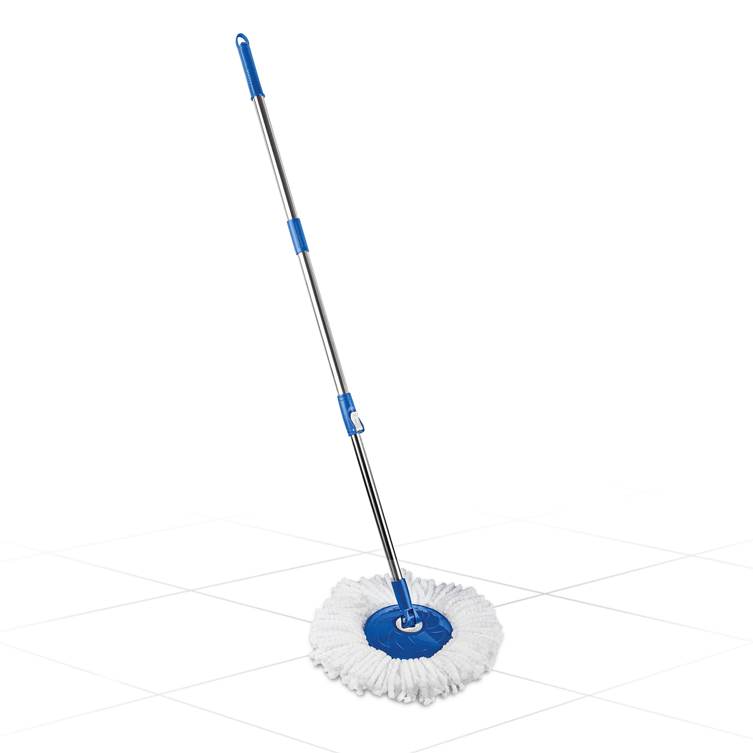 Gala Spin Mop with Extendable Handle & Microfiber Refill (150750) - White & Blue - Easy Floor Cleaning for Hardwood, Tile & Laminate Floors