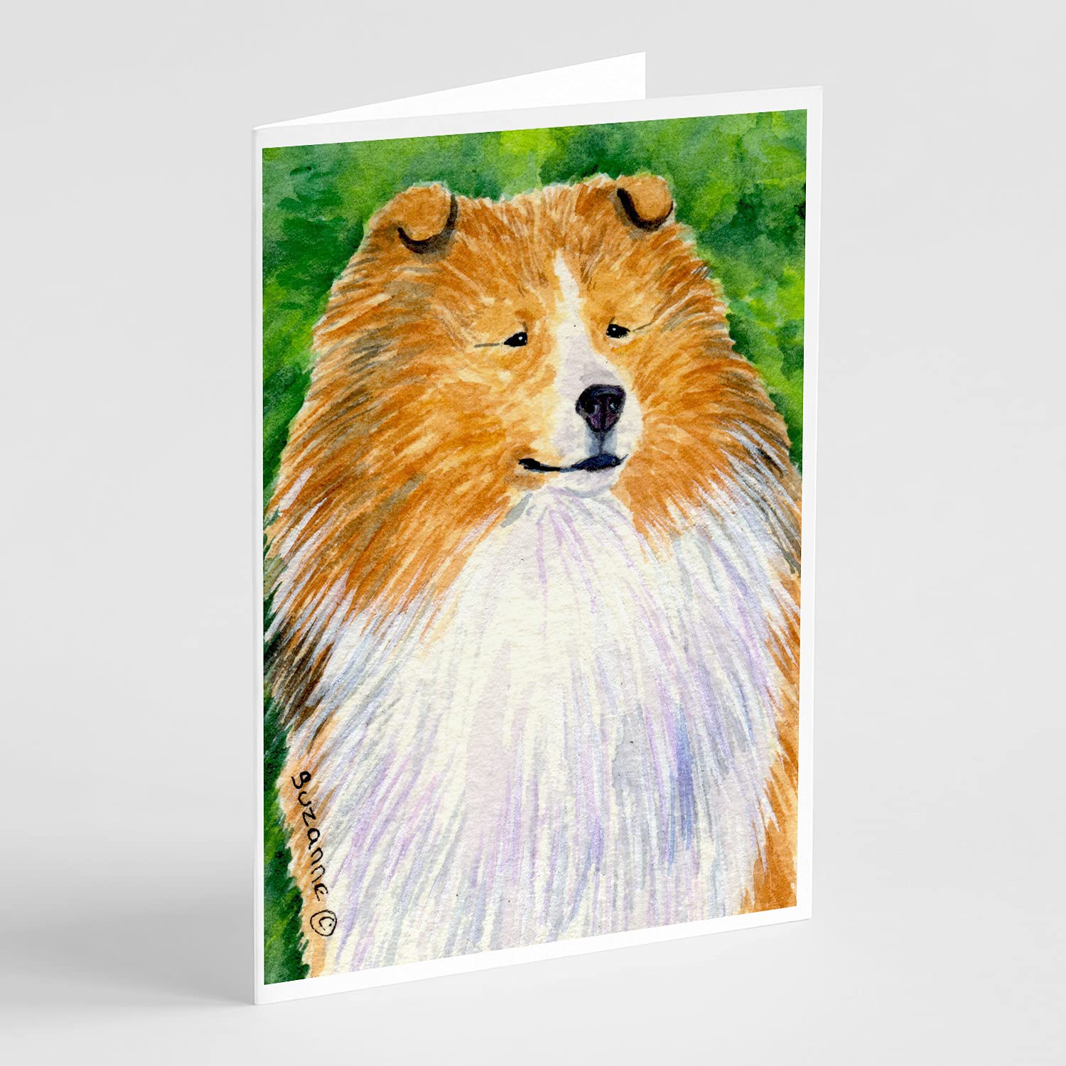 Caroline's Treasures SS1003GCA7P Sheltie Dog Greeting Cards - Pack of 8 Blank A7 Note Cards (5x7 inches) with Envelopes - Whimsical Canine Design for Birthday, Thank You & Holiday Cards - Perfect for Dog Lovers & Pet Owners