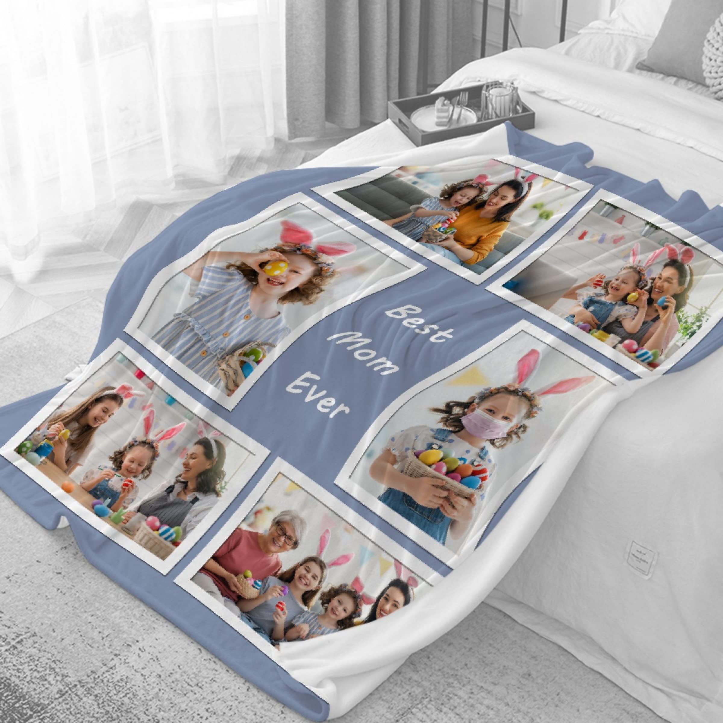 Custom Photo Collage Fleece Blanket - Personalized Throw for Family, Birthday & Wedding Gifts - Extra Large 120